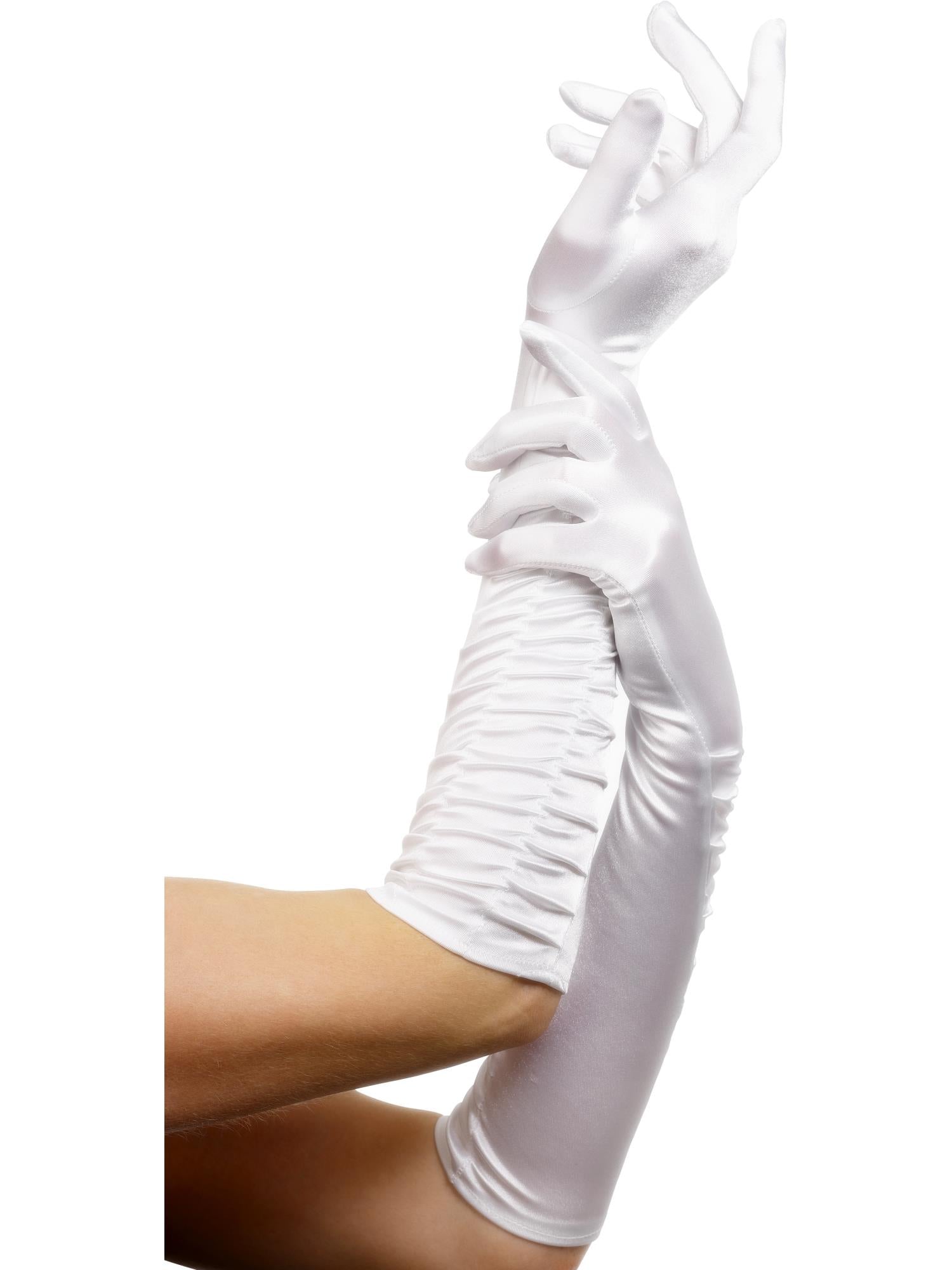 Gloves Long Velvet White