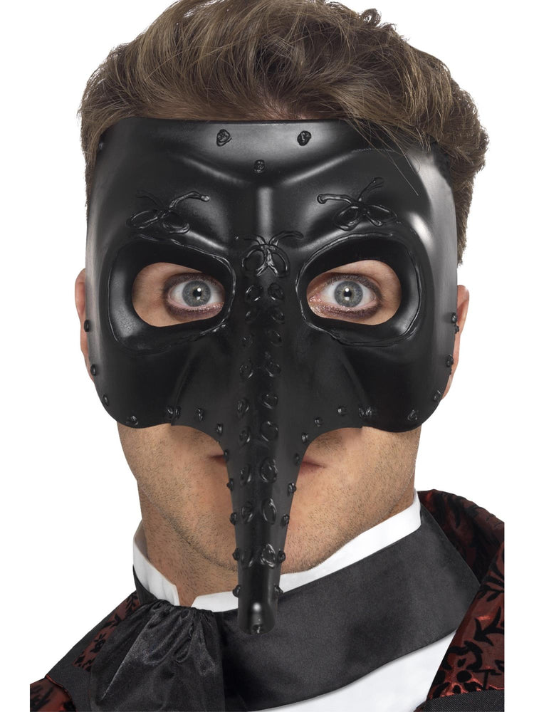 Venetian Gothic Capitano Mask, Black