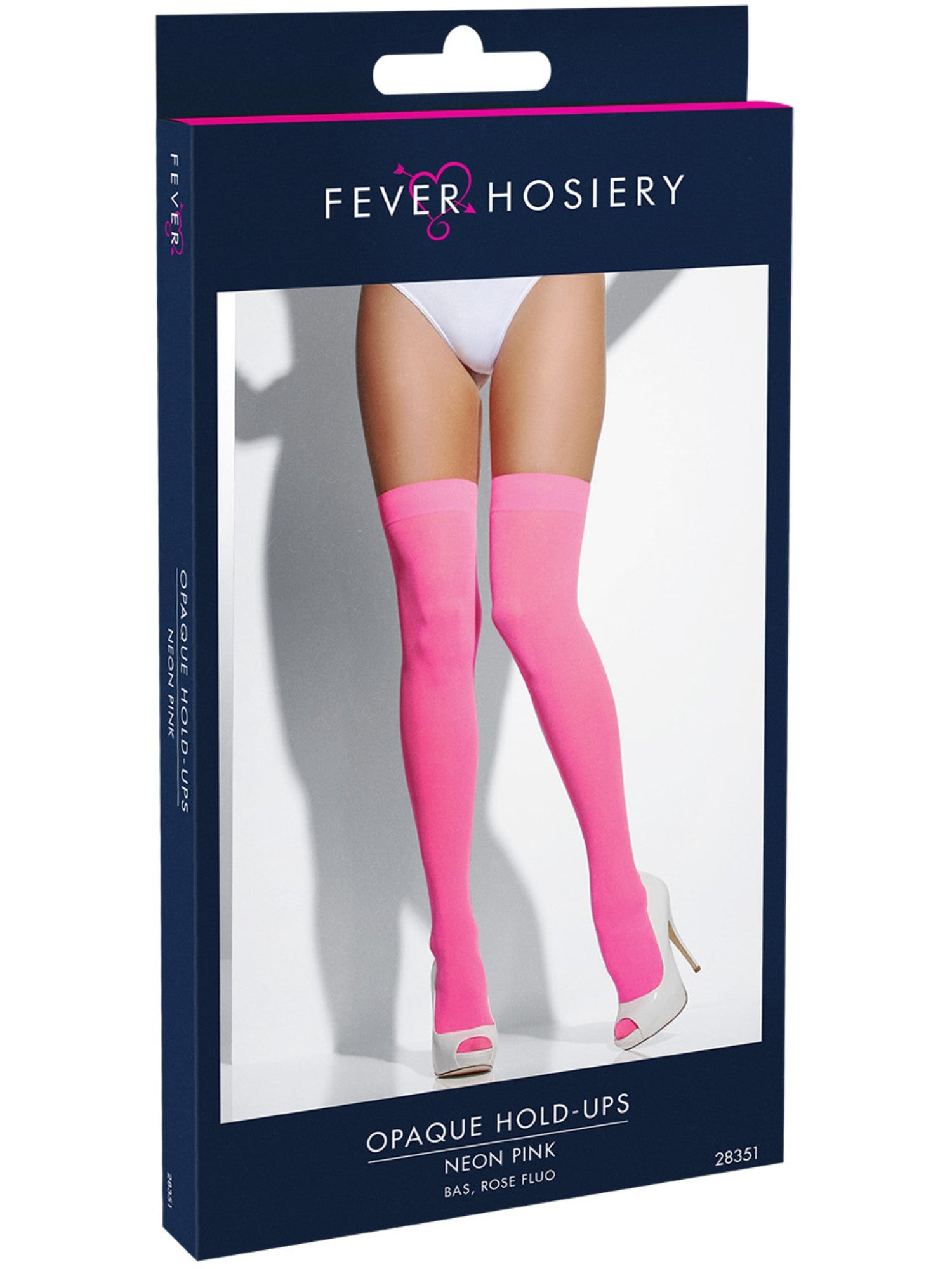 Smiffys Opaque Hold-Ups, Neon Pink - 28351