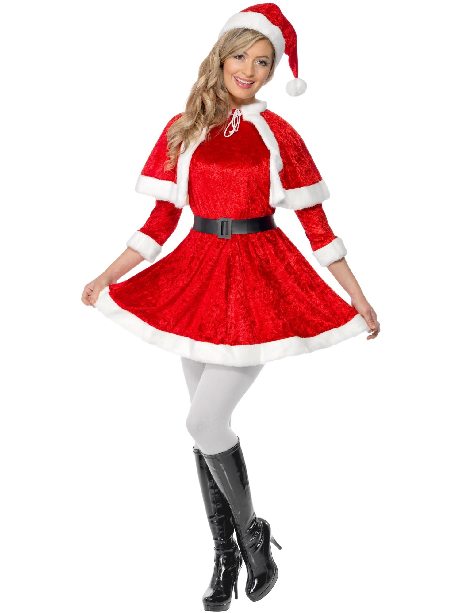 Smiffys Miss Santa Costume, with Cape & Belt - 29005