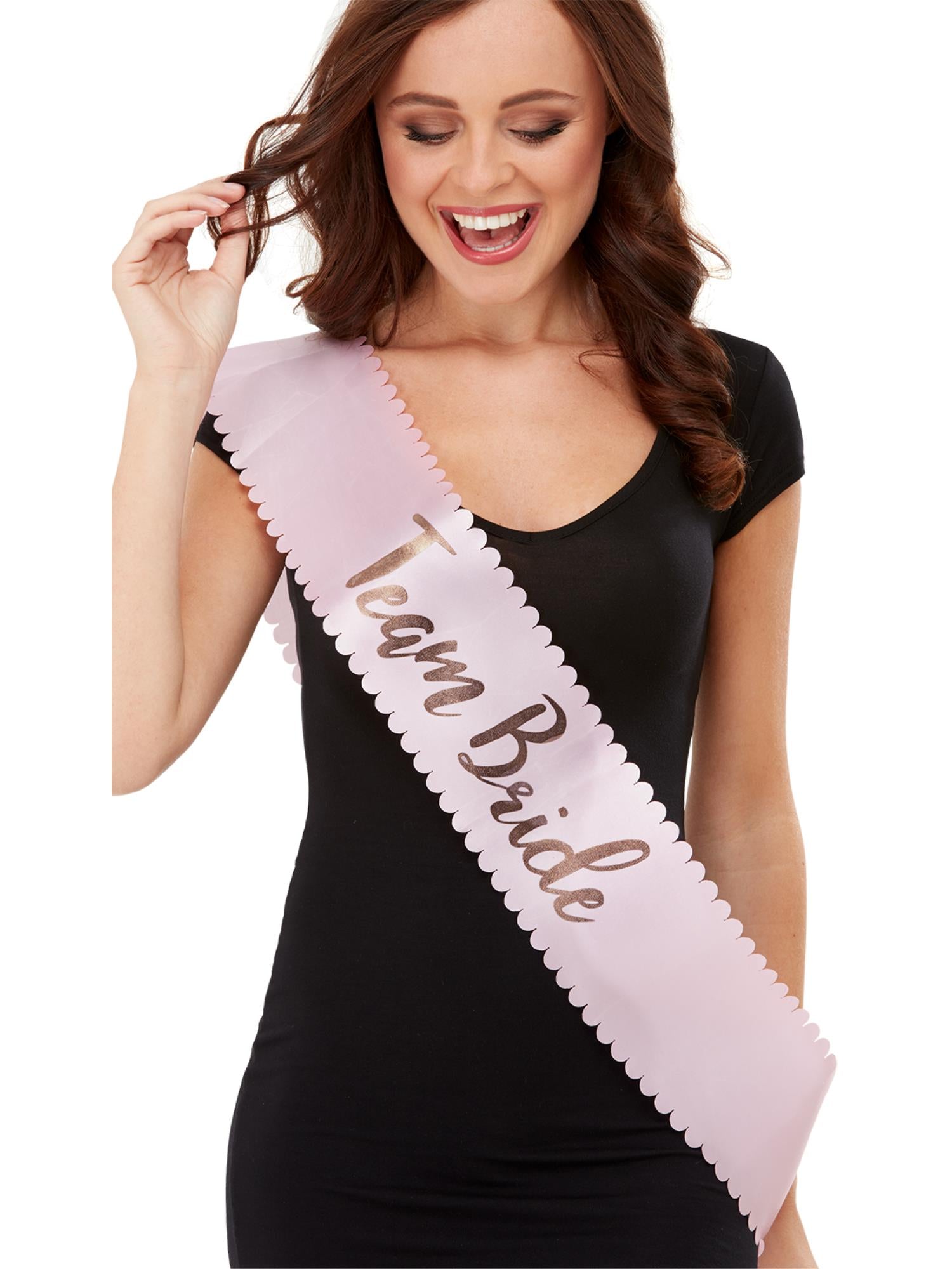 Team Bride Sash Pink and Gold