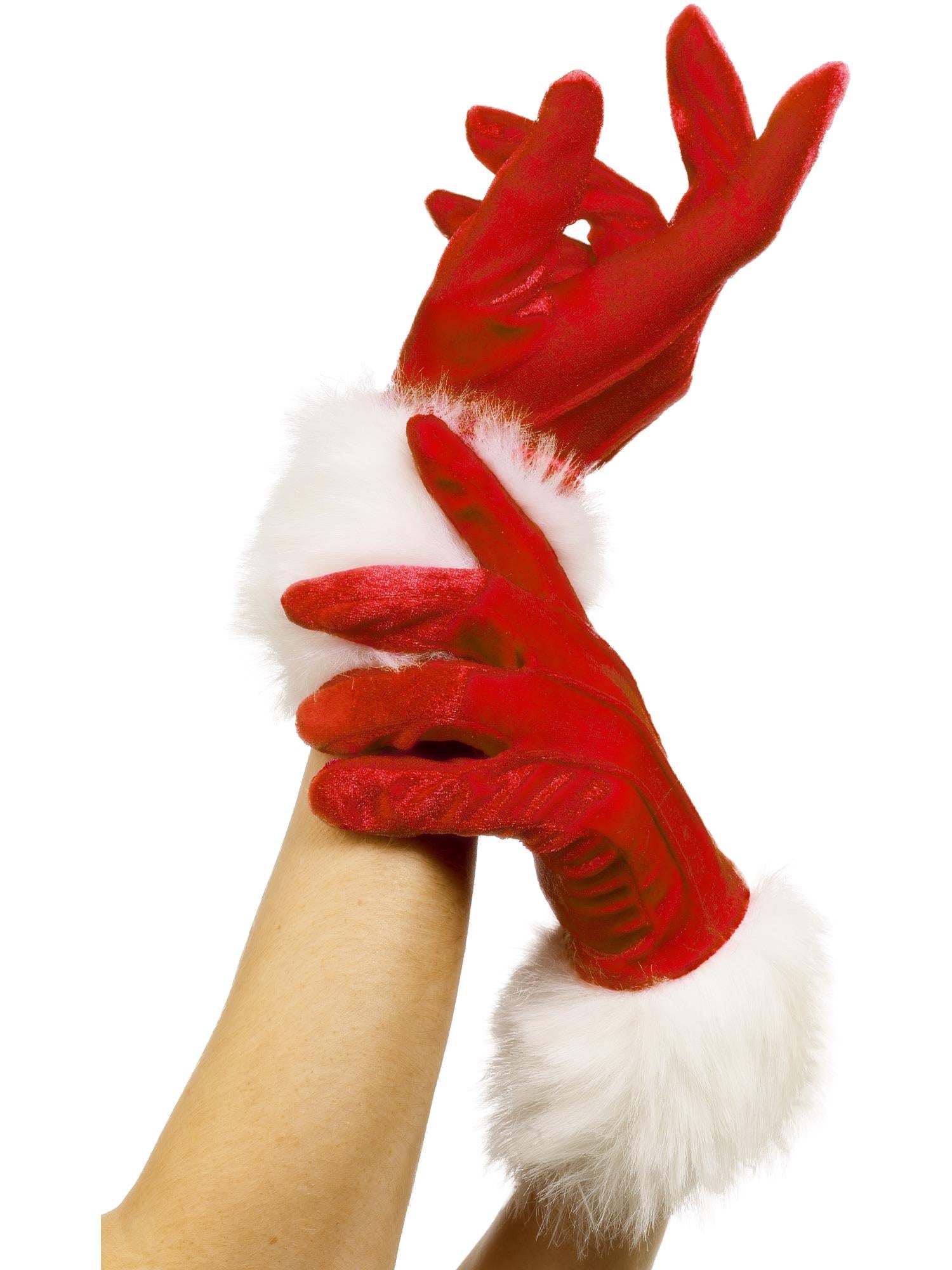 Ladies Santa Short Gloves W/ Fur