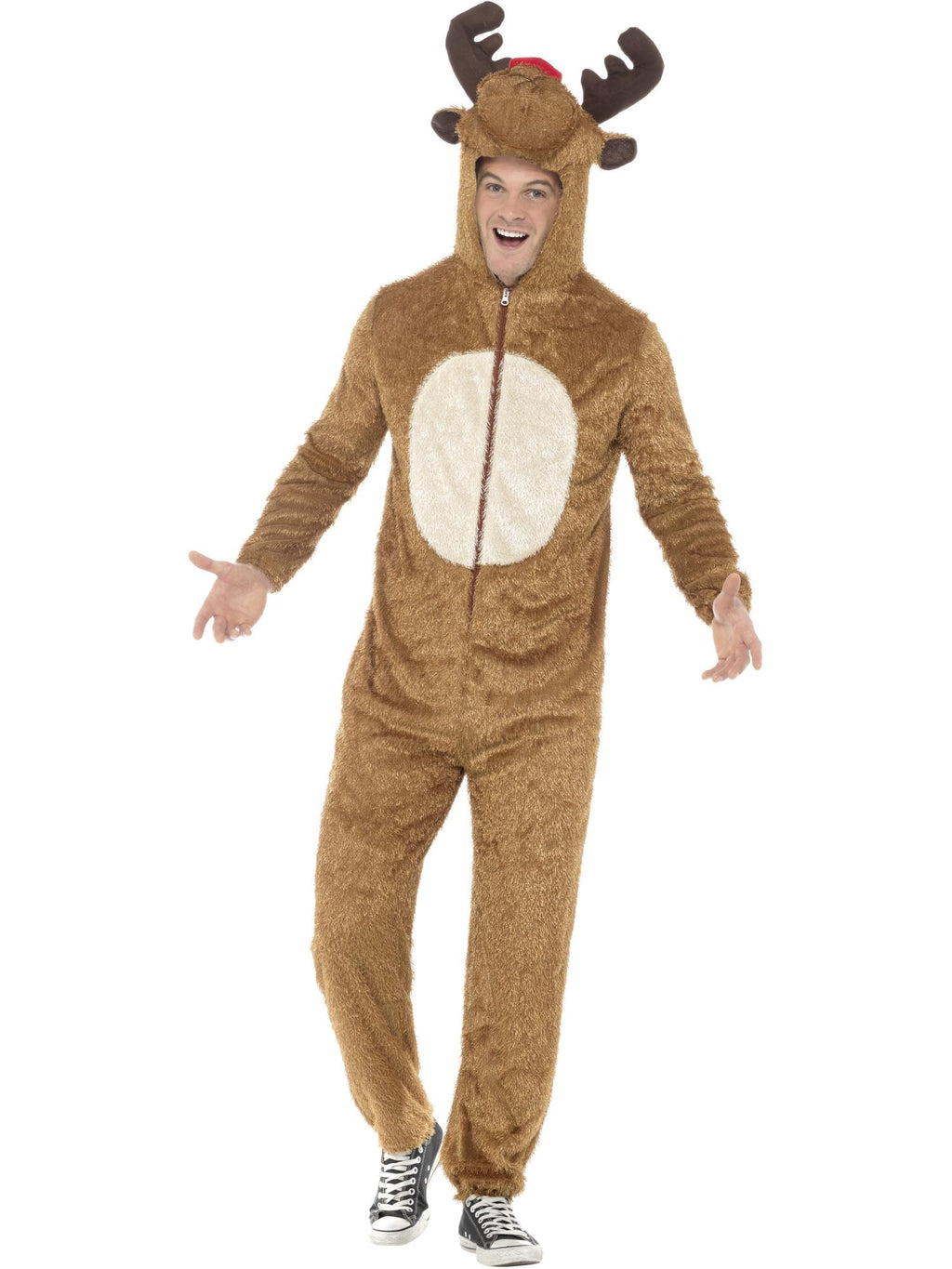 Smiffys Reindeer Costume, Brown, with Hooded Jumpsuit - 31668