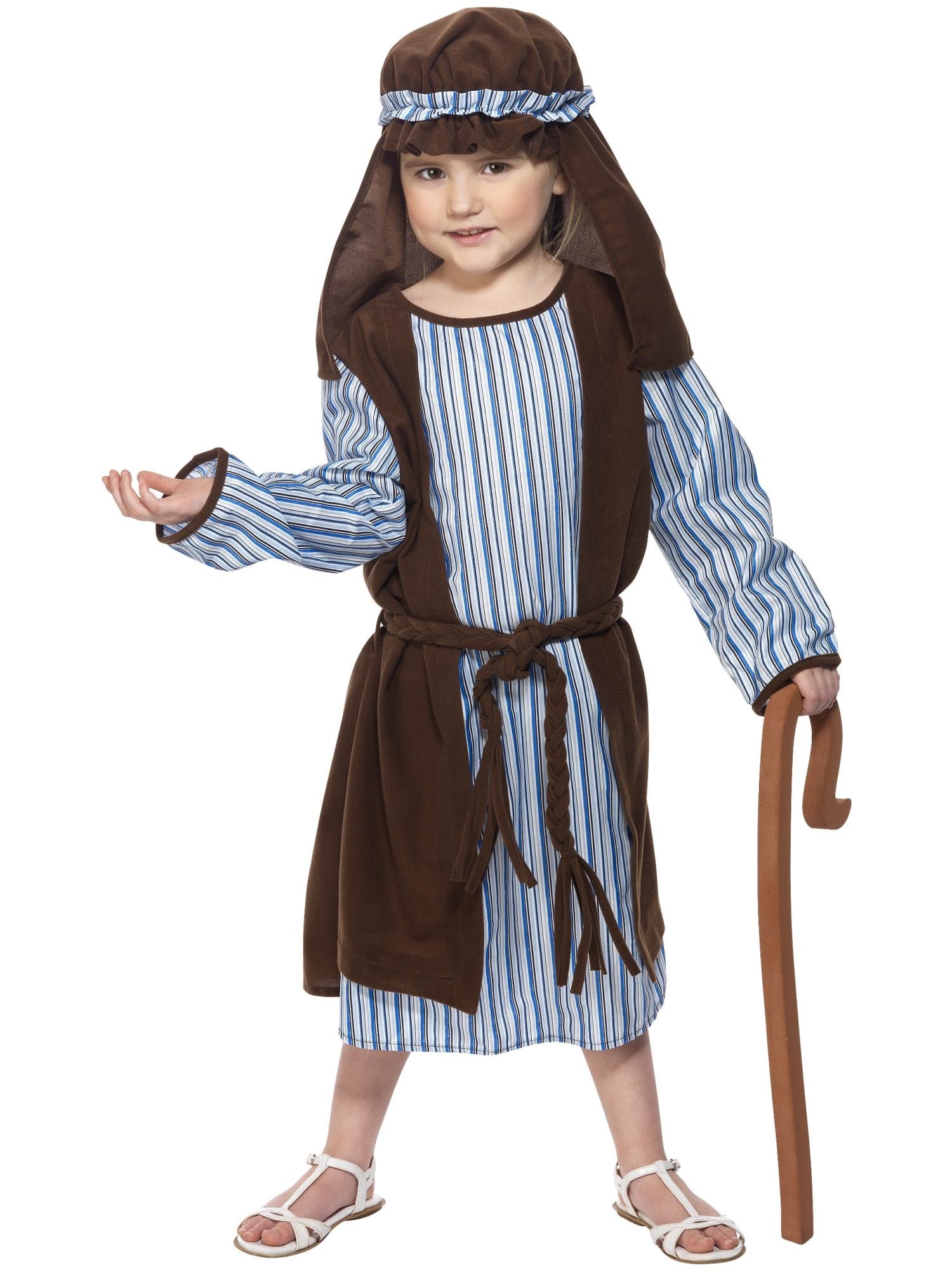 Smiffys Shepherd Costume, Child, Blue & Brown - 33166