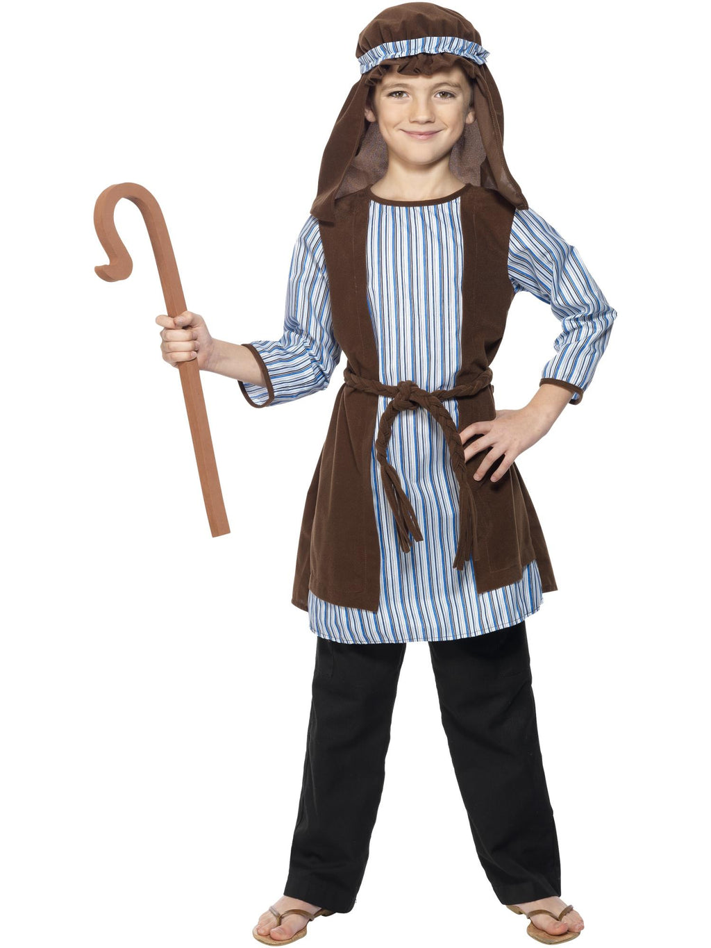 Smiffys Shepherd Costume, Child, Blue & Brown - 33166