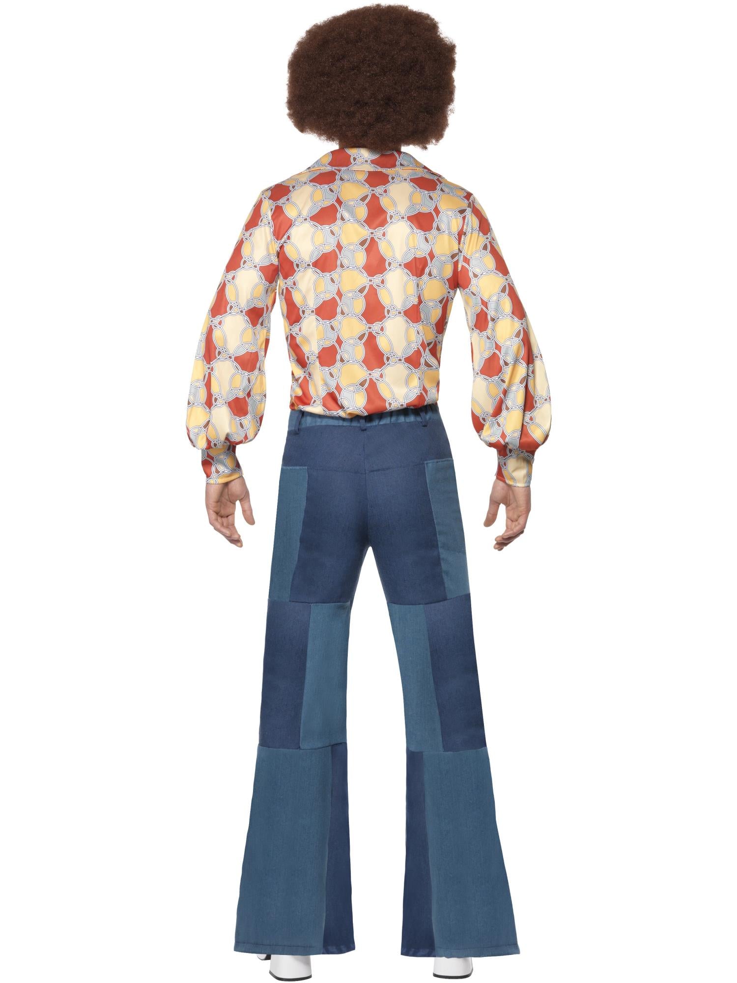 Smiffys Men's Patchwork Flares, Denim Look - 33838