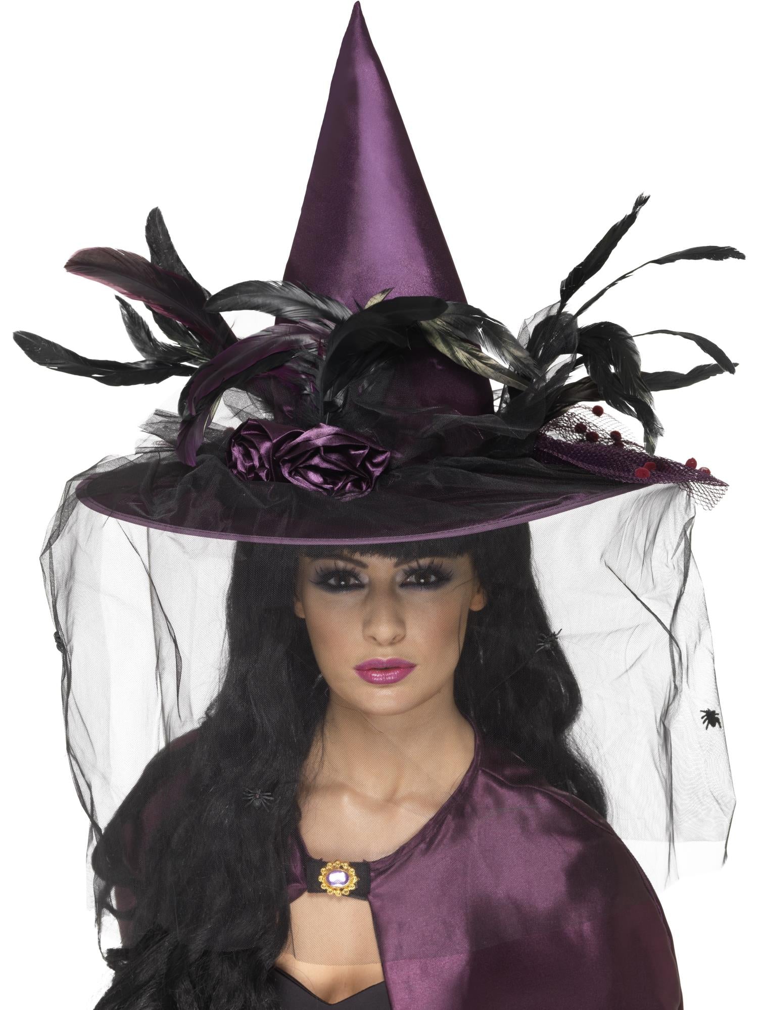 Feathers Witch Hat Purple