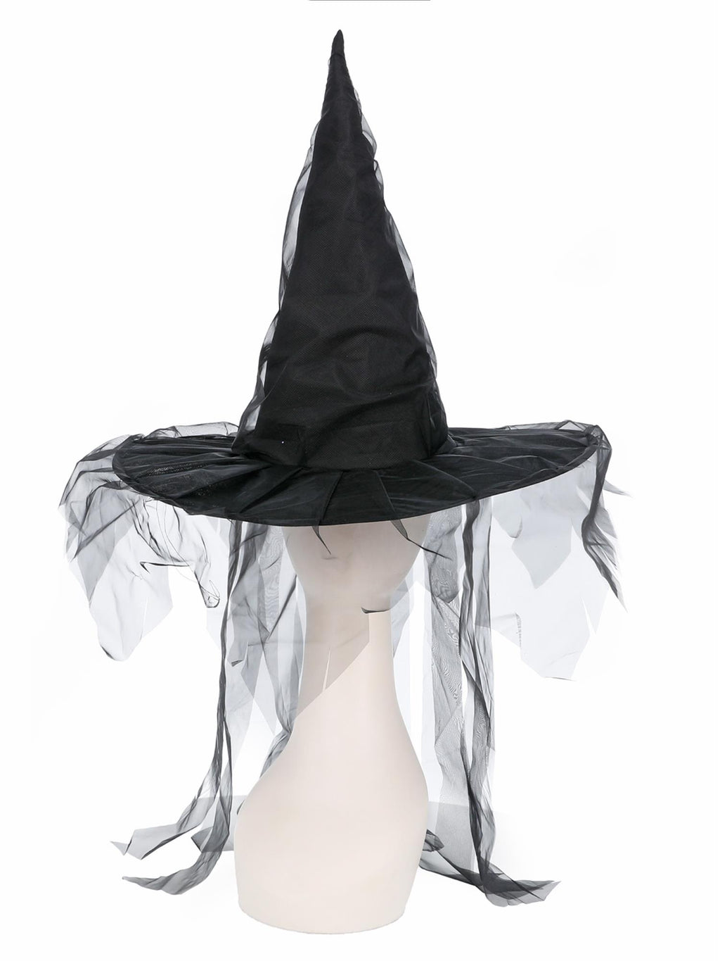 Black Long Net Hair Witch Hat