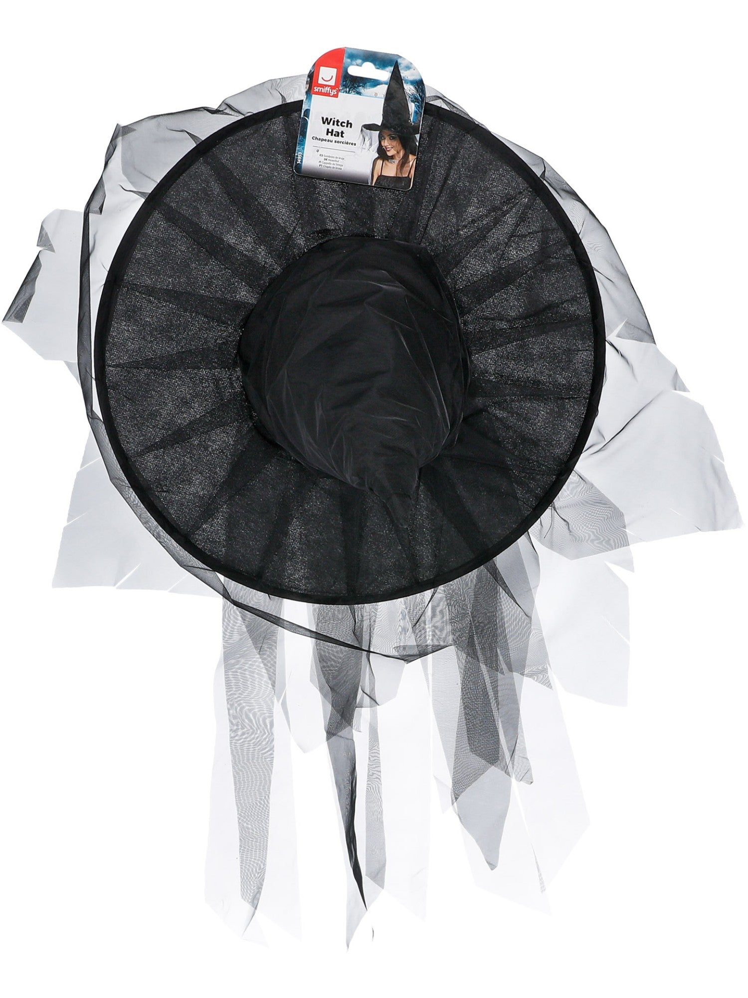 Black Long Net Hair Witch Hat