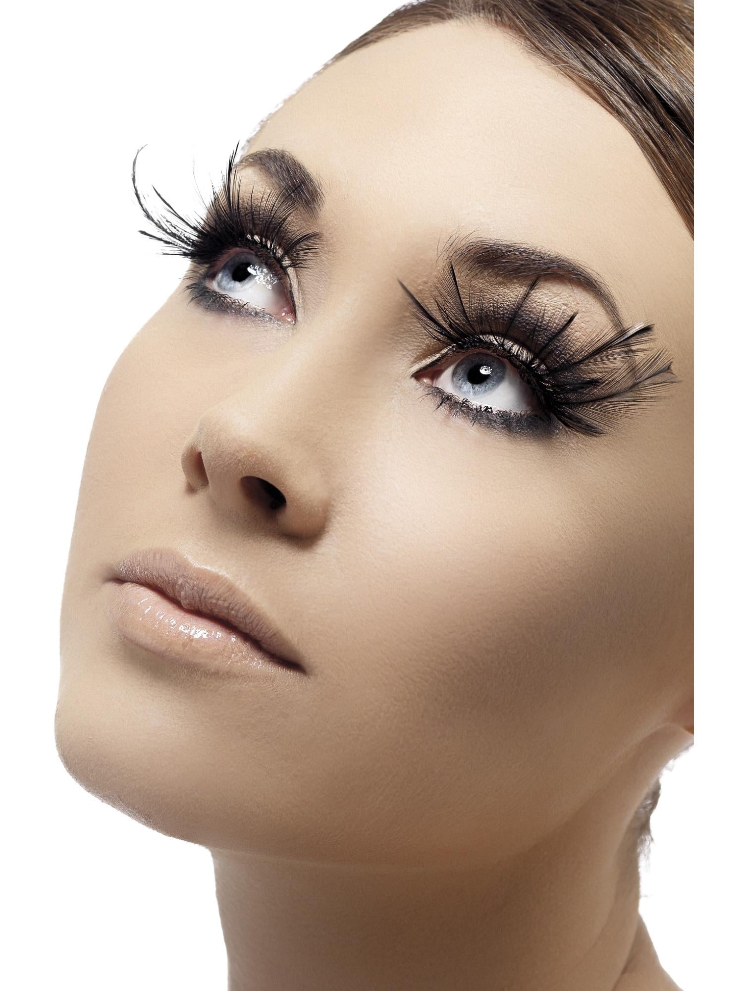Eyelashes, Black with Feather Plumes