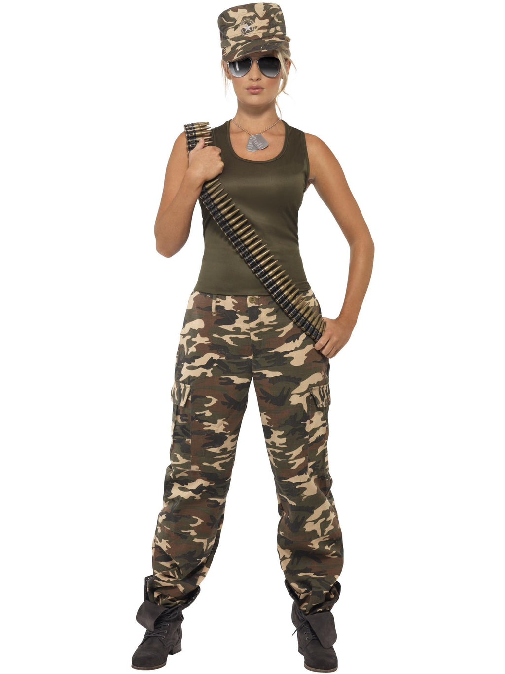 Smiffys Khaki Camo Deluxe Costume, Female - 35457