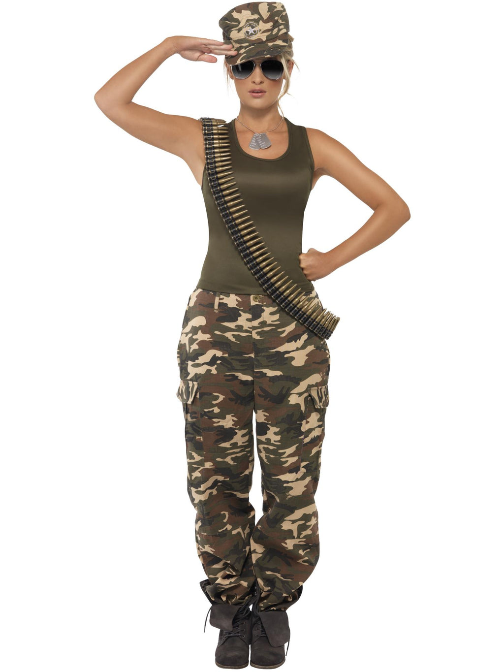 Smiffys Khaki Camo Deluxe Costume, Female - 35457