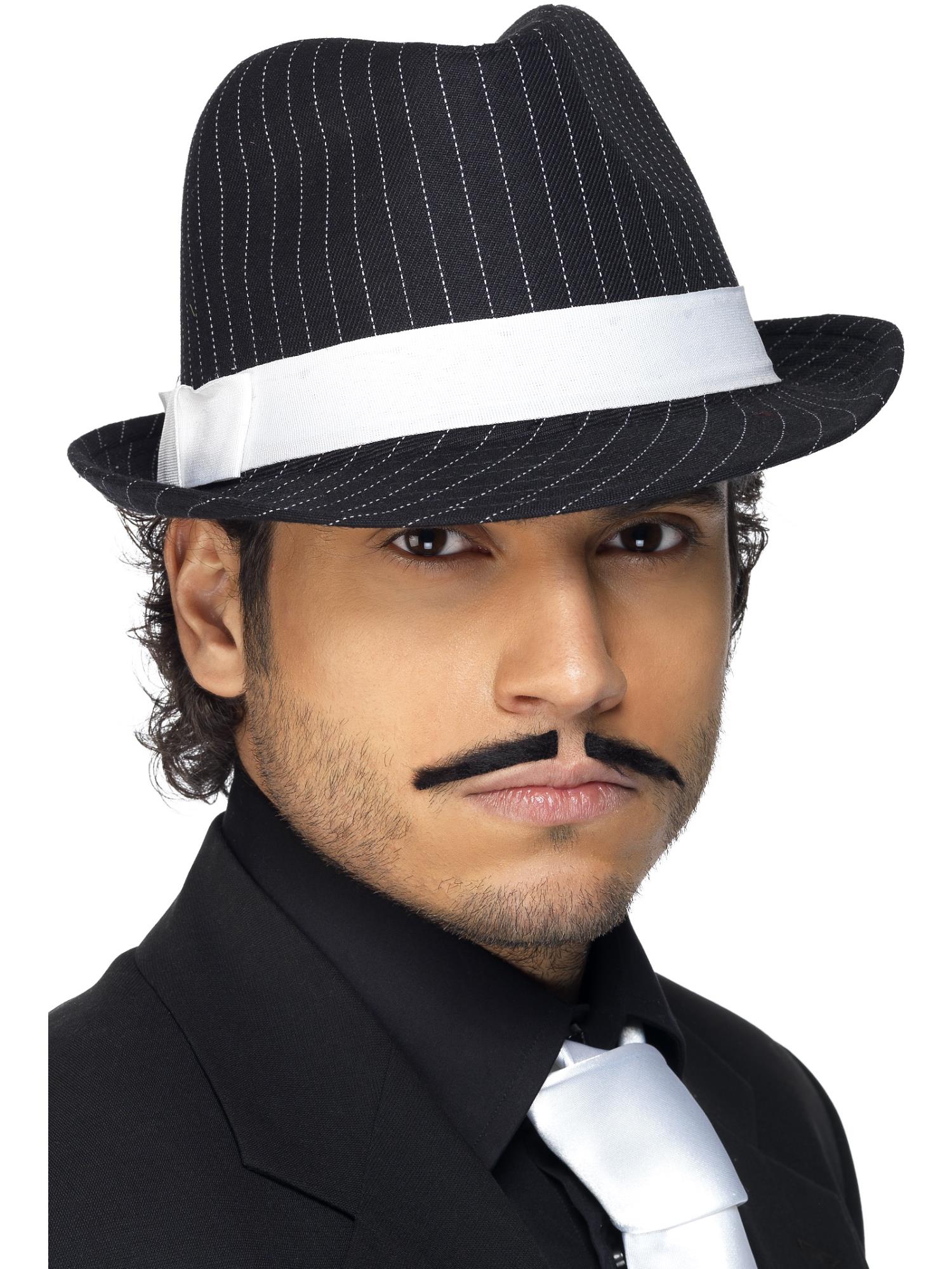 Deluxe Trilby Hat, Black and White Pinstripe