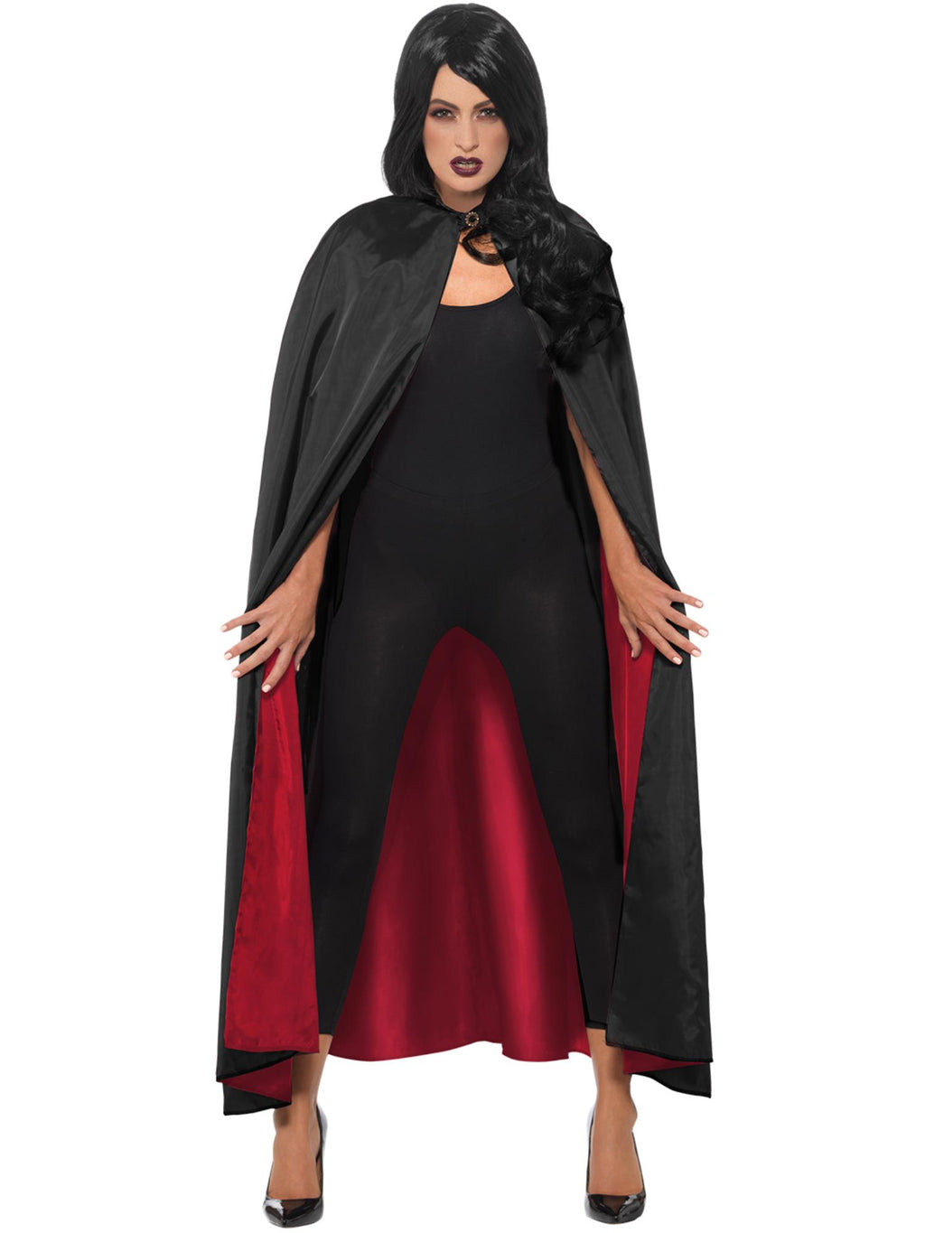 Deluxe Reversible Witches Cape Red & Black