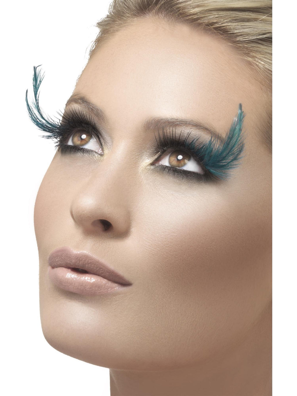 Eyelashes, Black and Green with Feather Plume