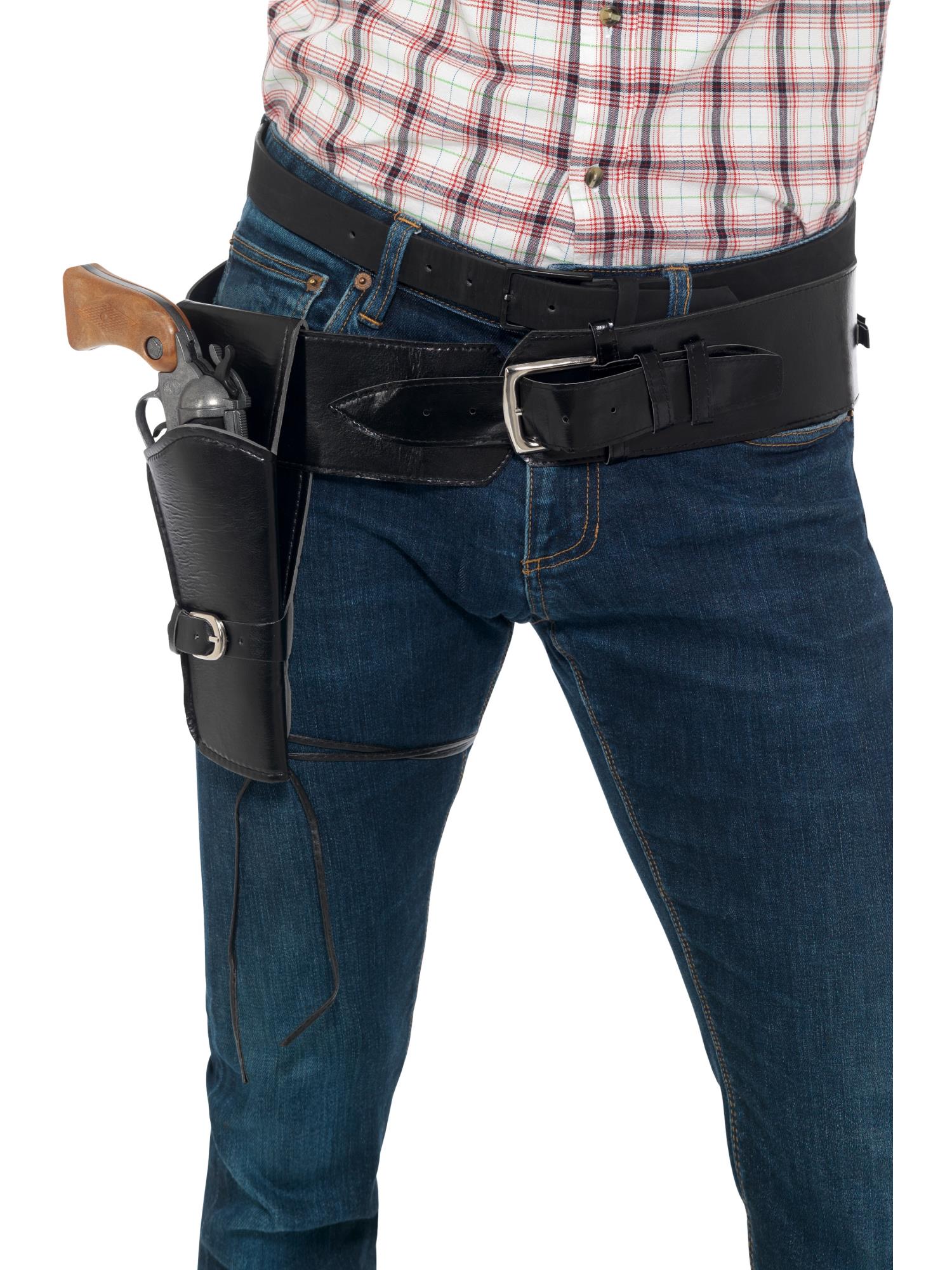 Smiffys Adult Faux Leather Single Holster with Belt, Black - 40304