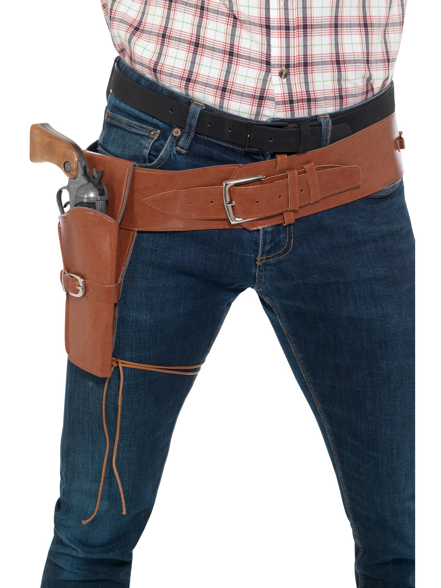Smiffys Adult Faux Leather Single Holster with Belt, Tan - 40305