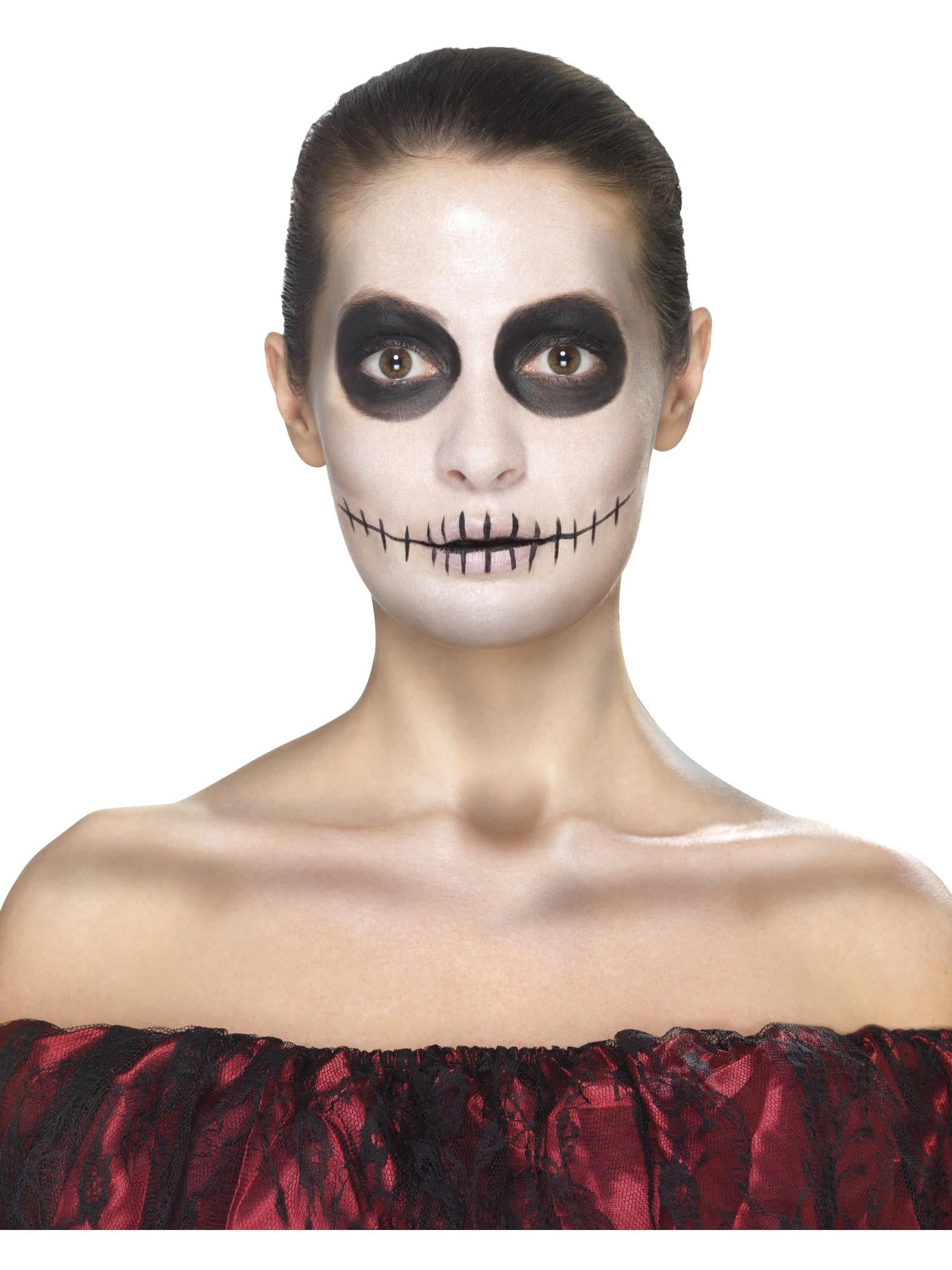 Day of the Dead Face Tattoo Transfers Kit, Red & Black