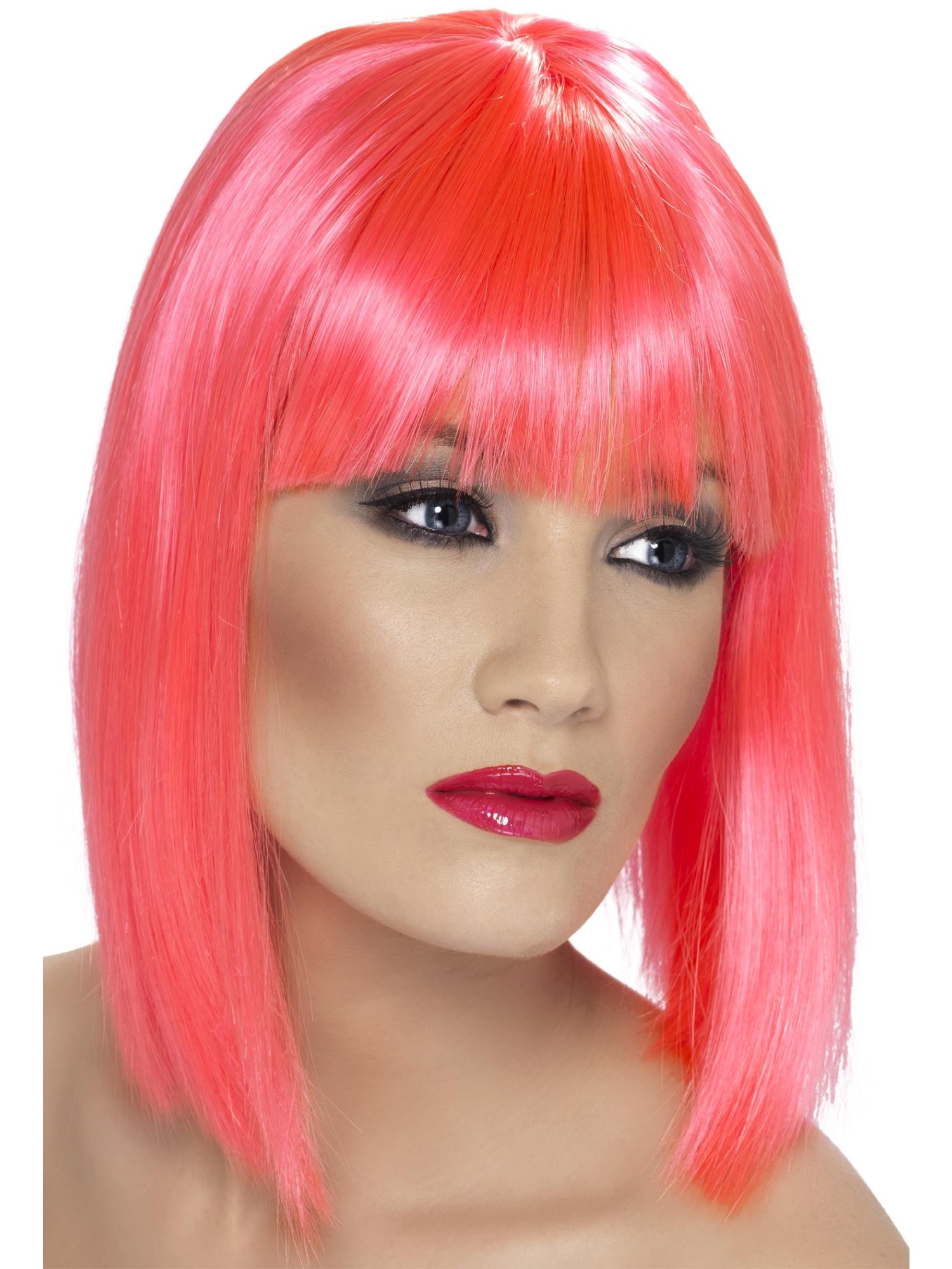 Smiffys Glam Wig, Neon Pink - 42140
