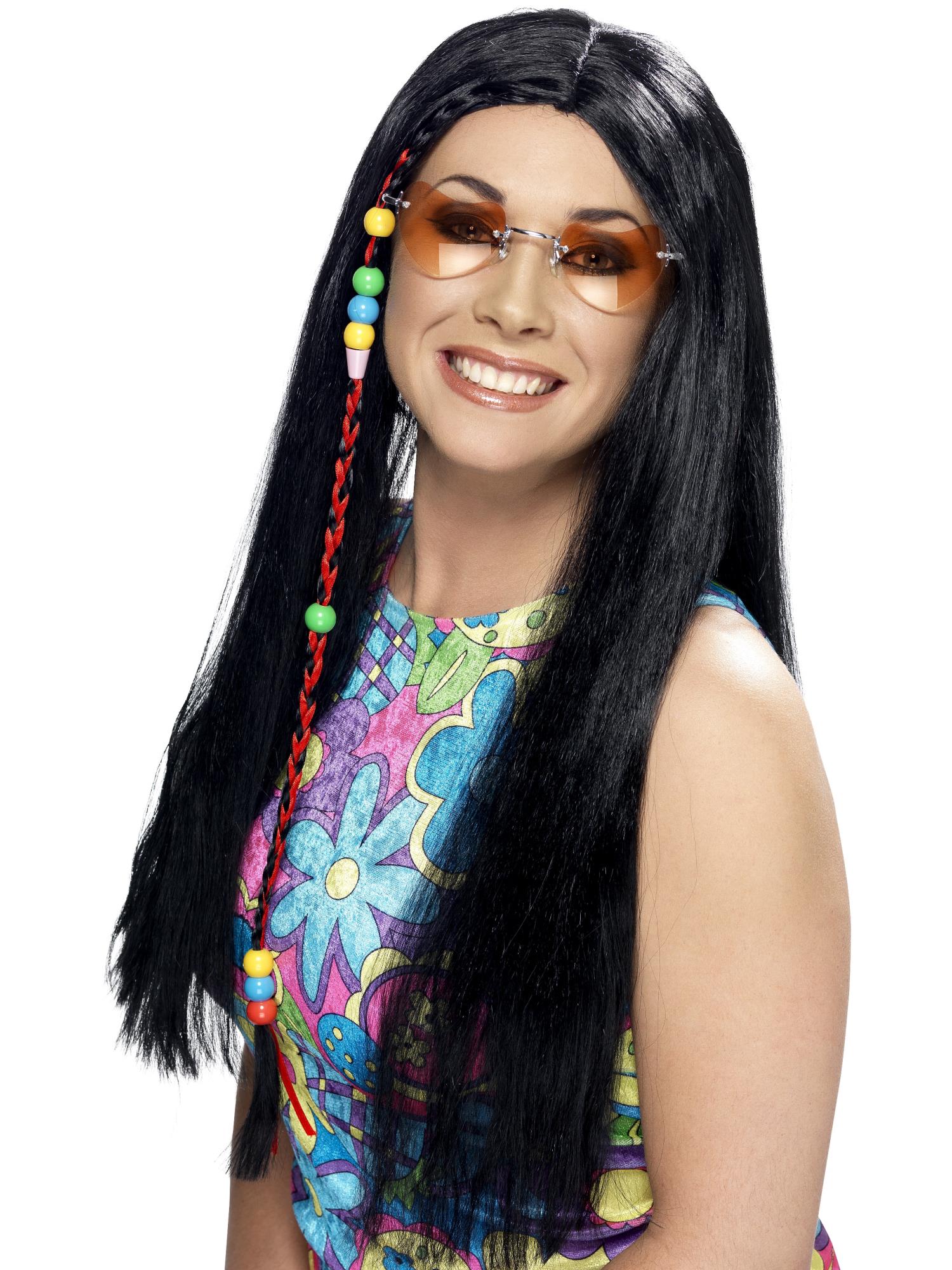 Hippy Party Black Wig