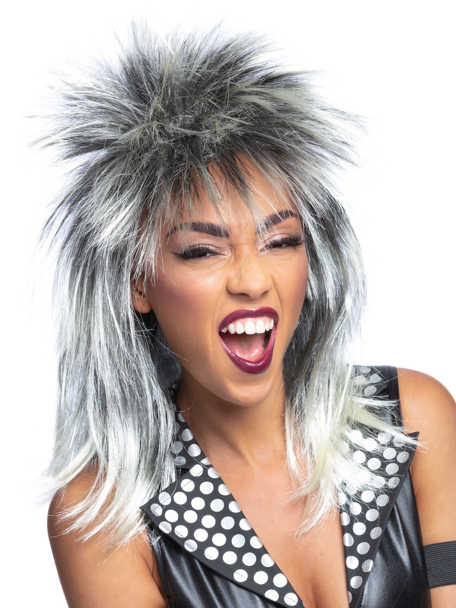 Rock Diva Wig, Black and Blonde
