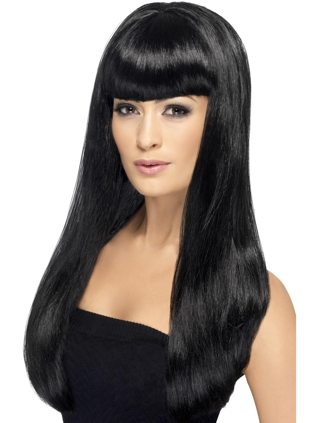 Smiffys Babelicious Wig, Brown, Long, Straight with Fringe - 42425