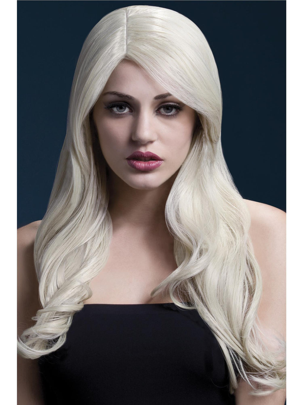 Smiffys Fever Nicole Wig, Silver Blonde, Soft Wave with Side Parting - 43534