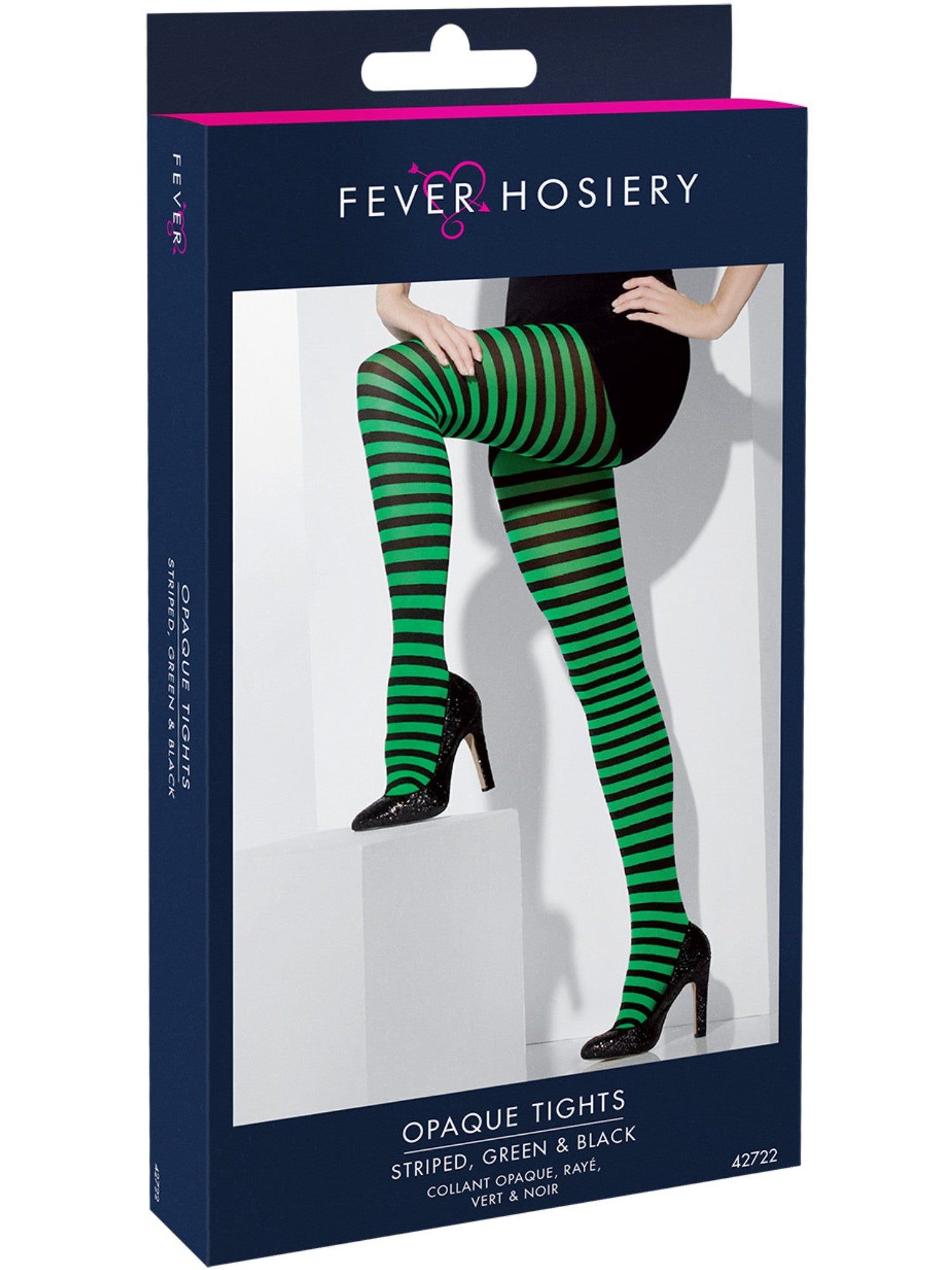 Opaque Tights, Green and Black Striped