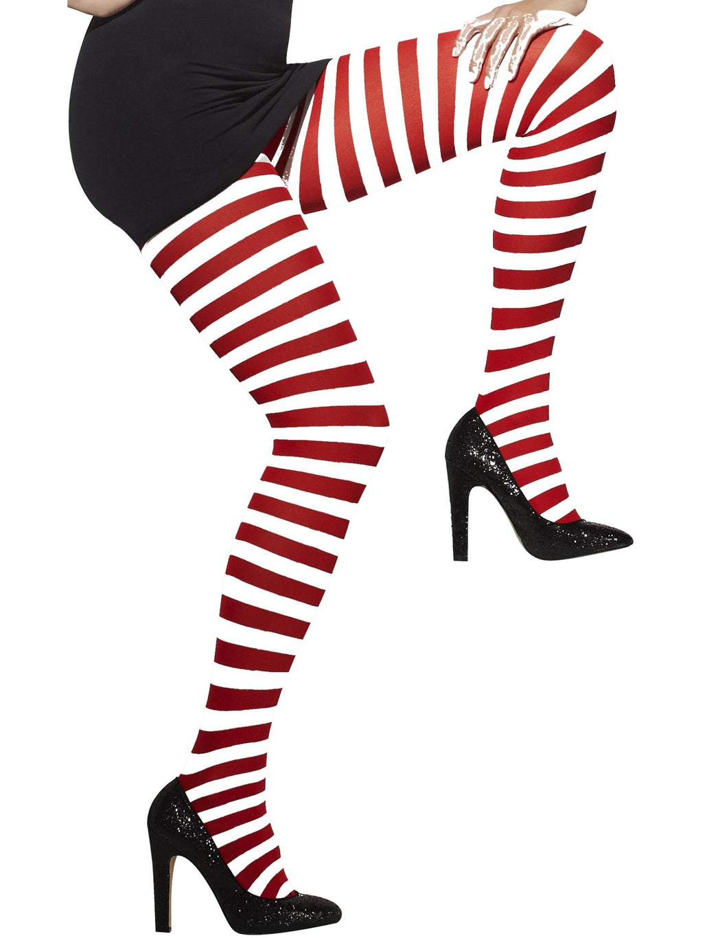 Opaque Tights - Striped, Red & White