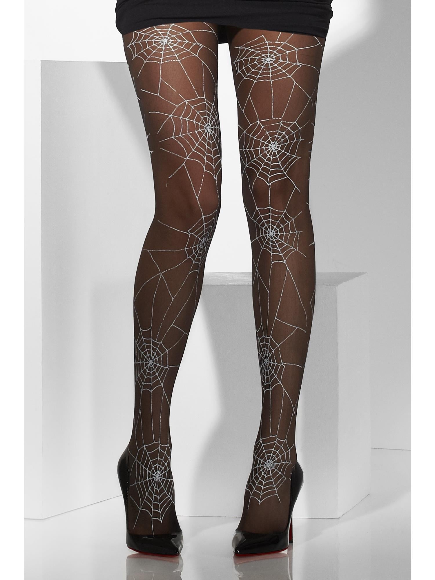 Smiffys Tights, Black, Spiderweb Print - 42743