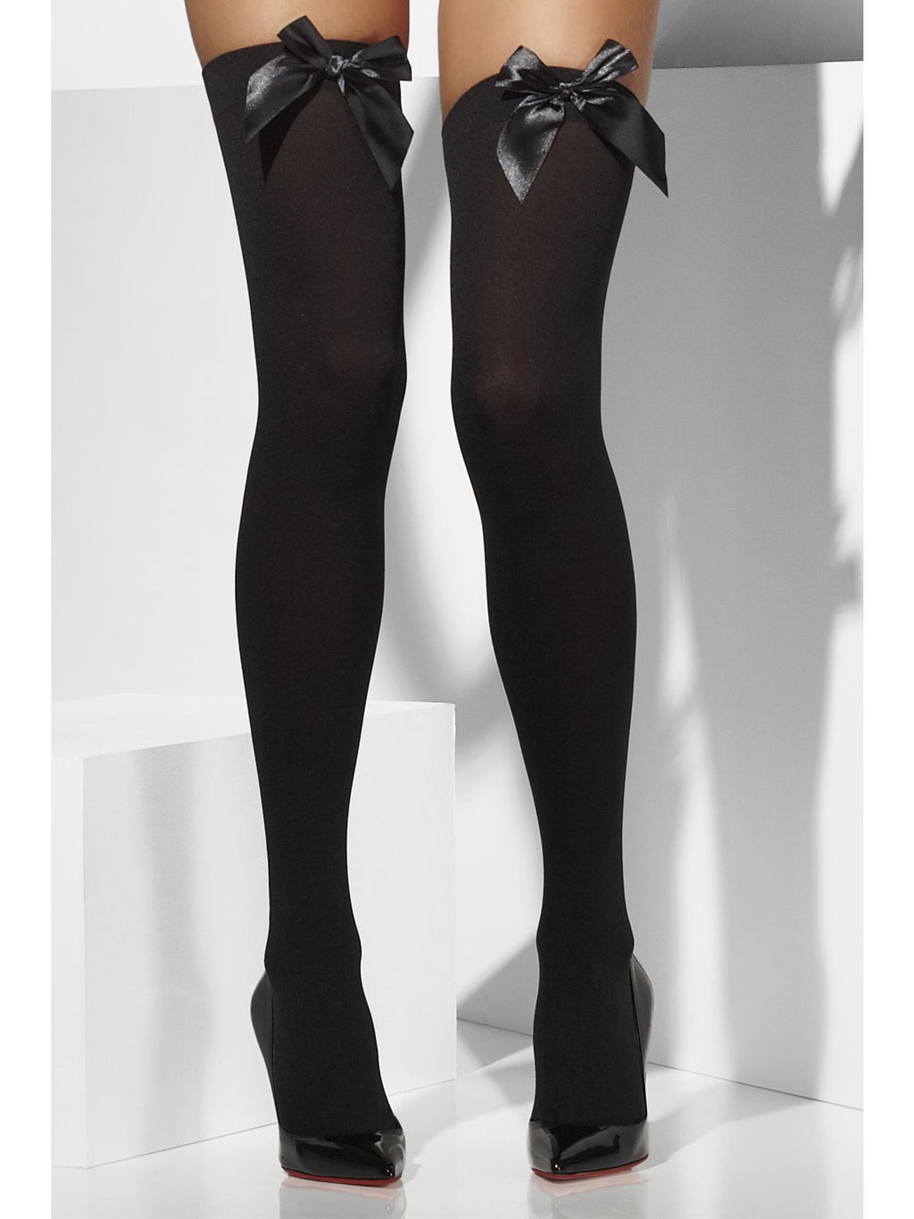 Opaque Hold-Ups Black w/Black Bows