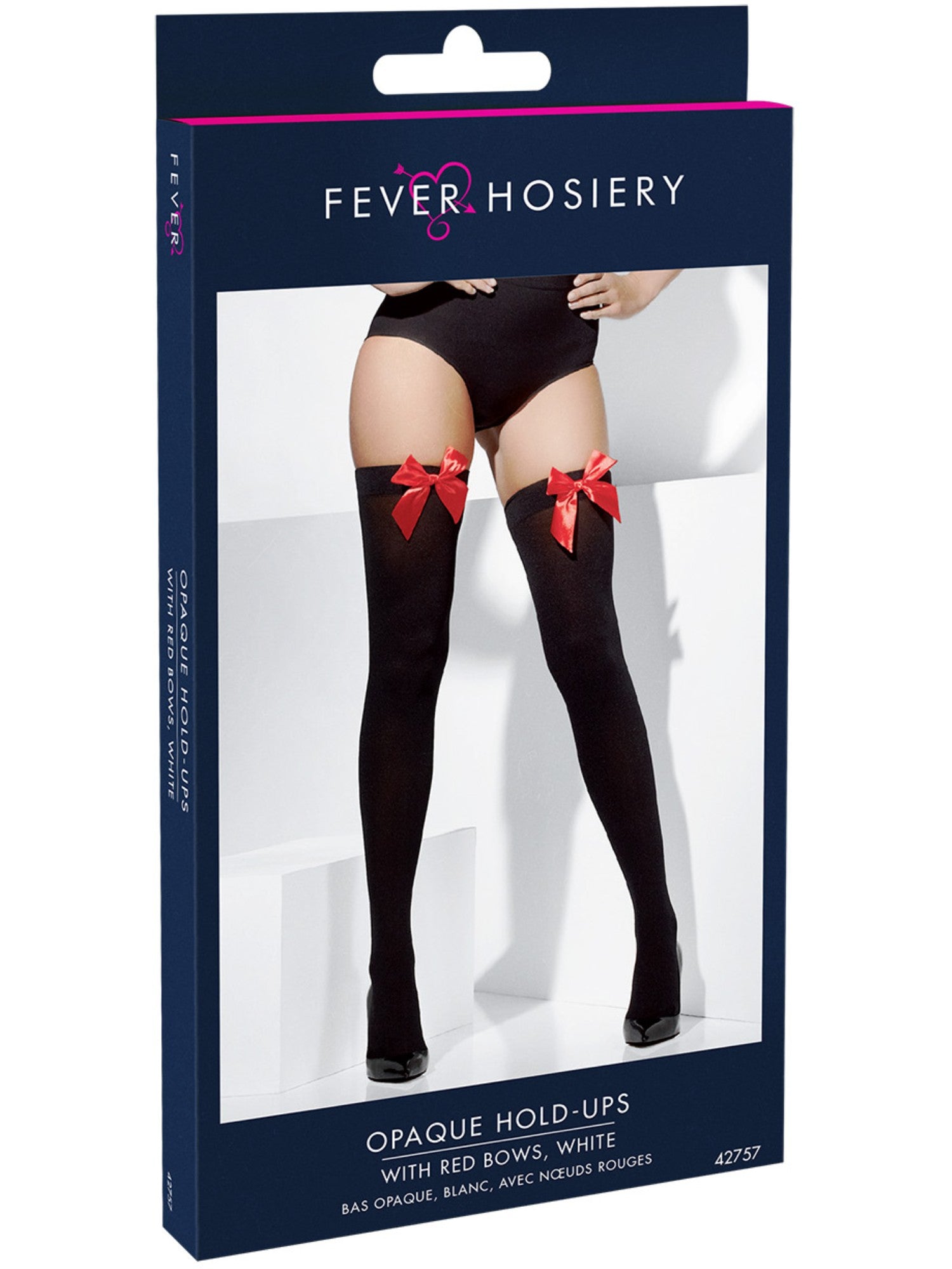 Black Opaque Hold Ups w/Red Bow