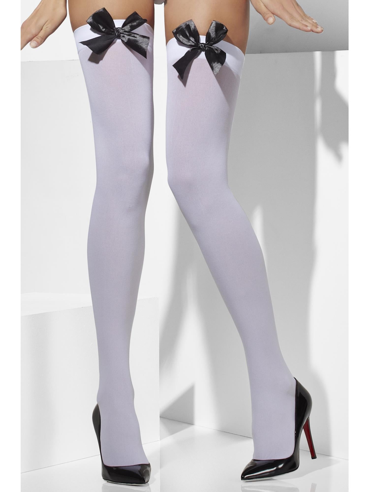 Hold-Ups - White Opaque w/ Black Bows