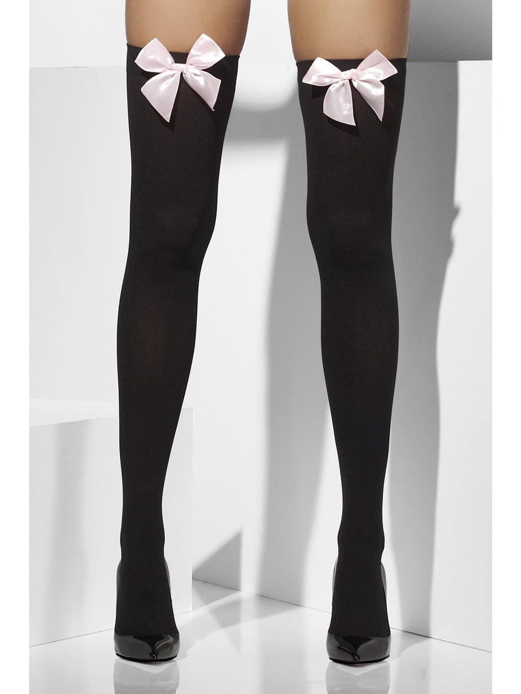 Hold Ups Black with Pink Bow