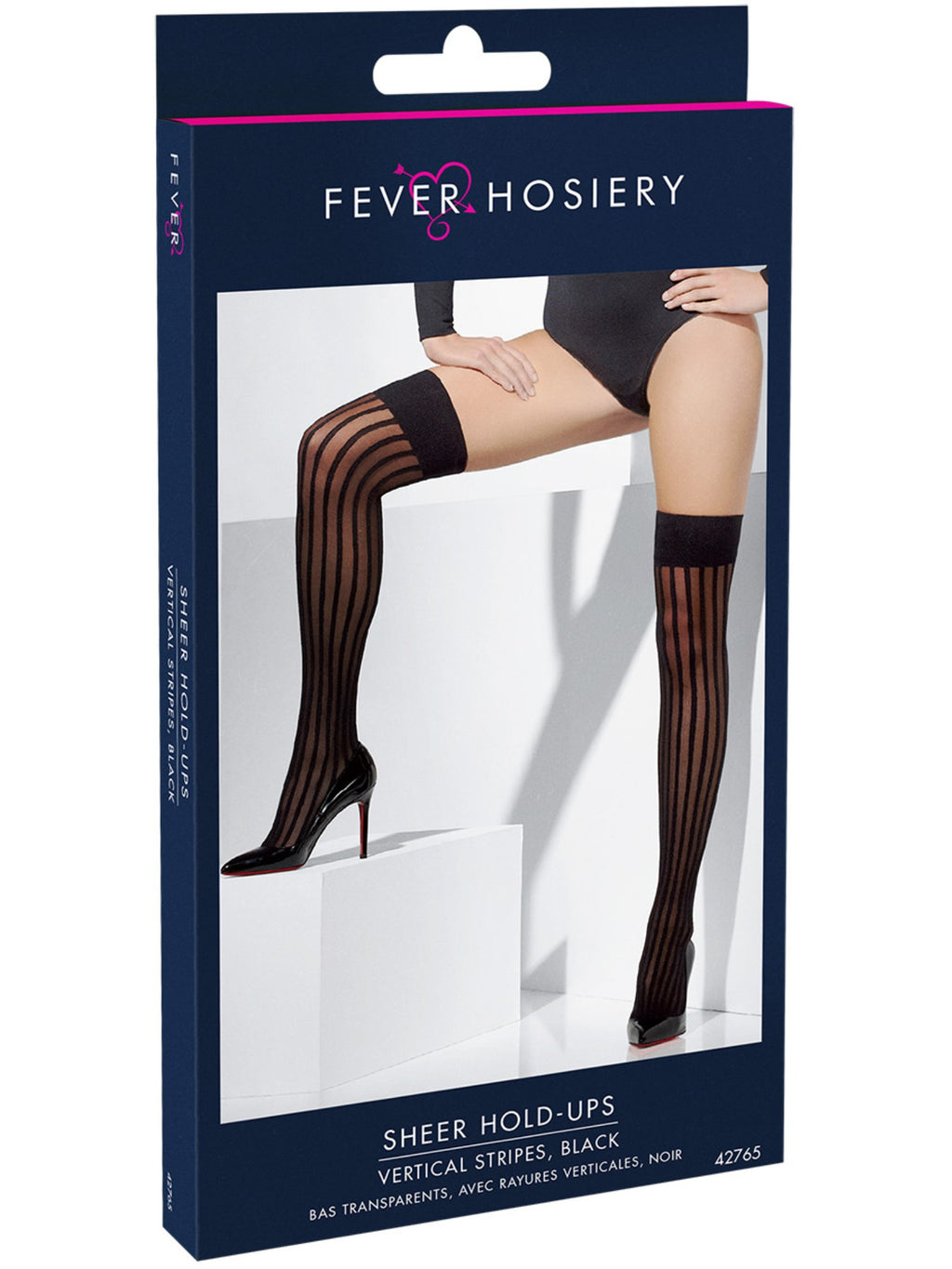 Hold Ups Black with Vertical Stripes