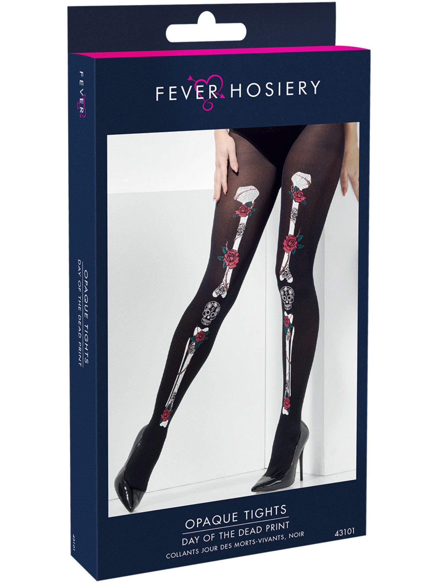 Smiffys Opaque Day of the Dead Tights - 43101