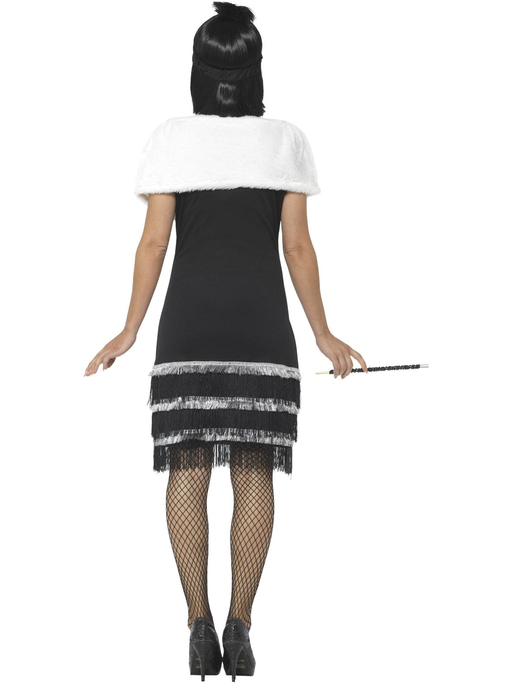 Smiffys Flapper Costume, Black, with Dress & Fur Stole - 43128