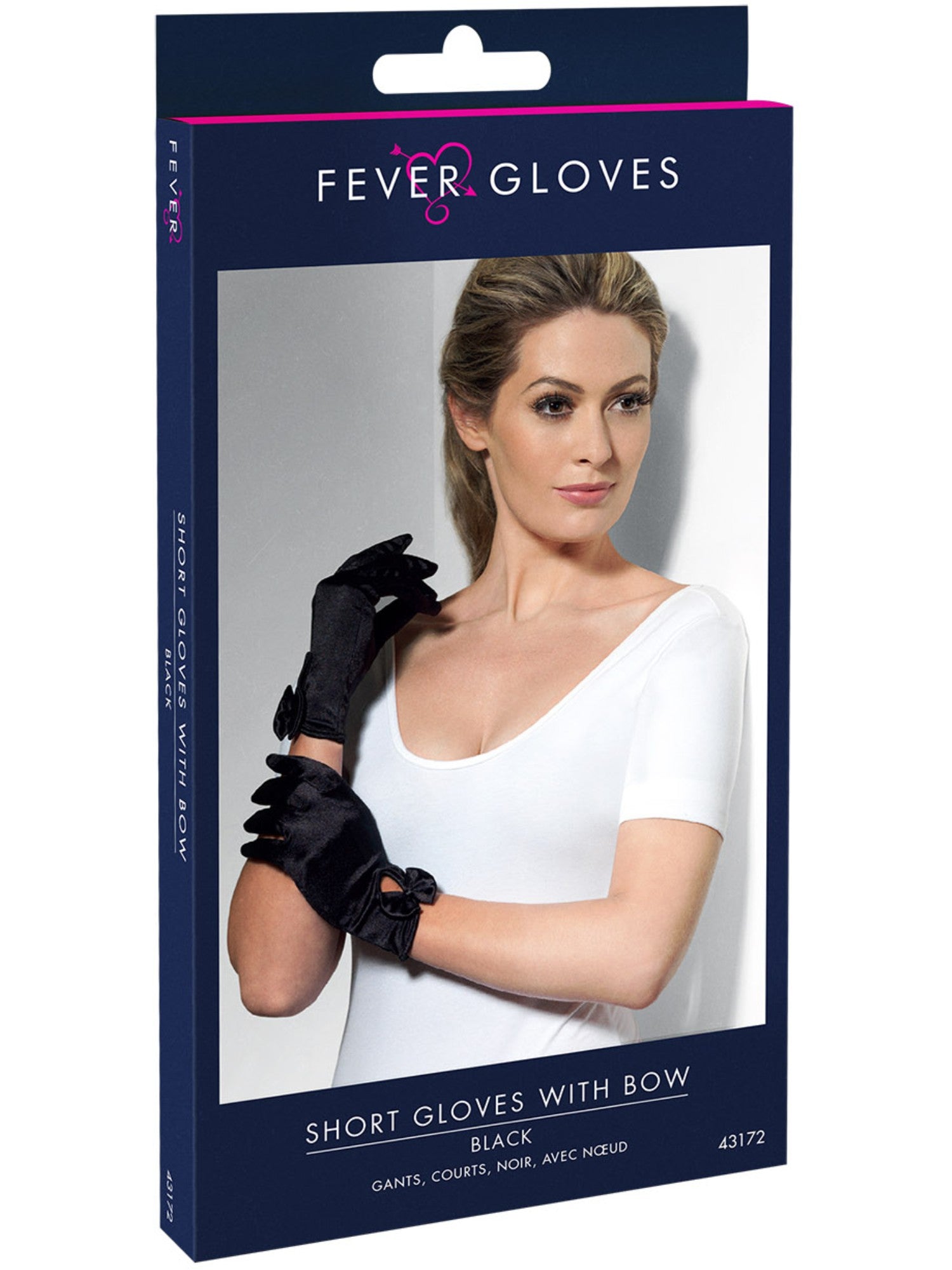 Gloves, Black, Short With Bow