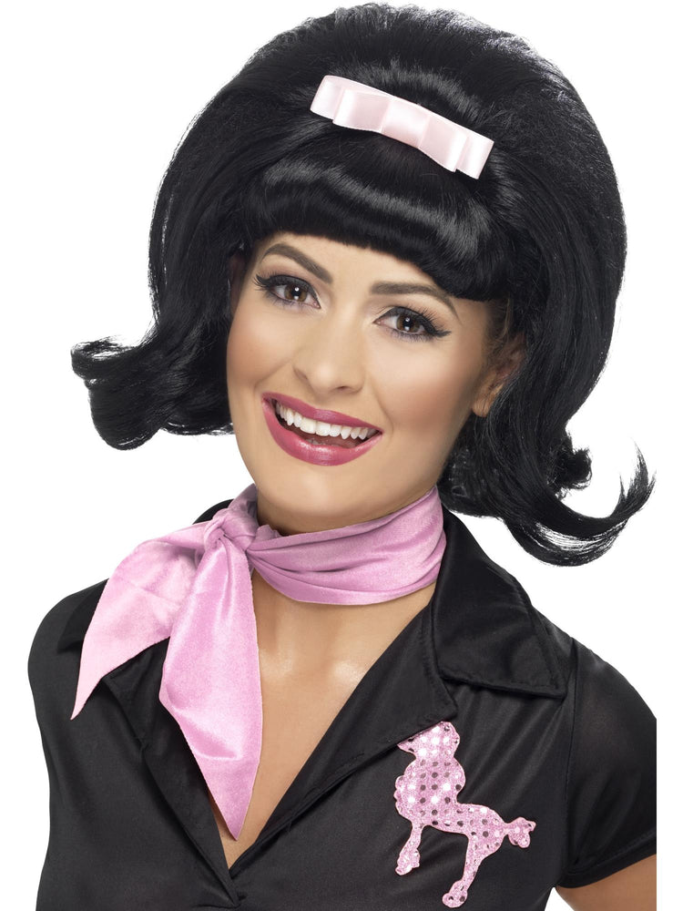 Smiffys 50s Flicked Beehive Bob, Black - 43226