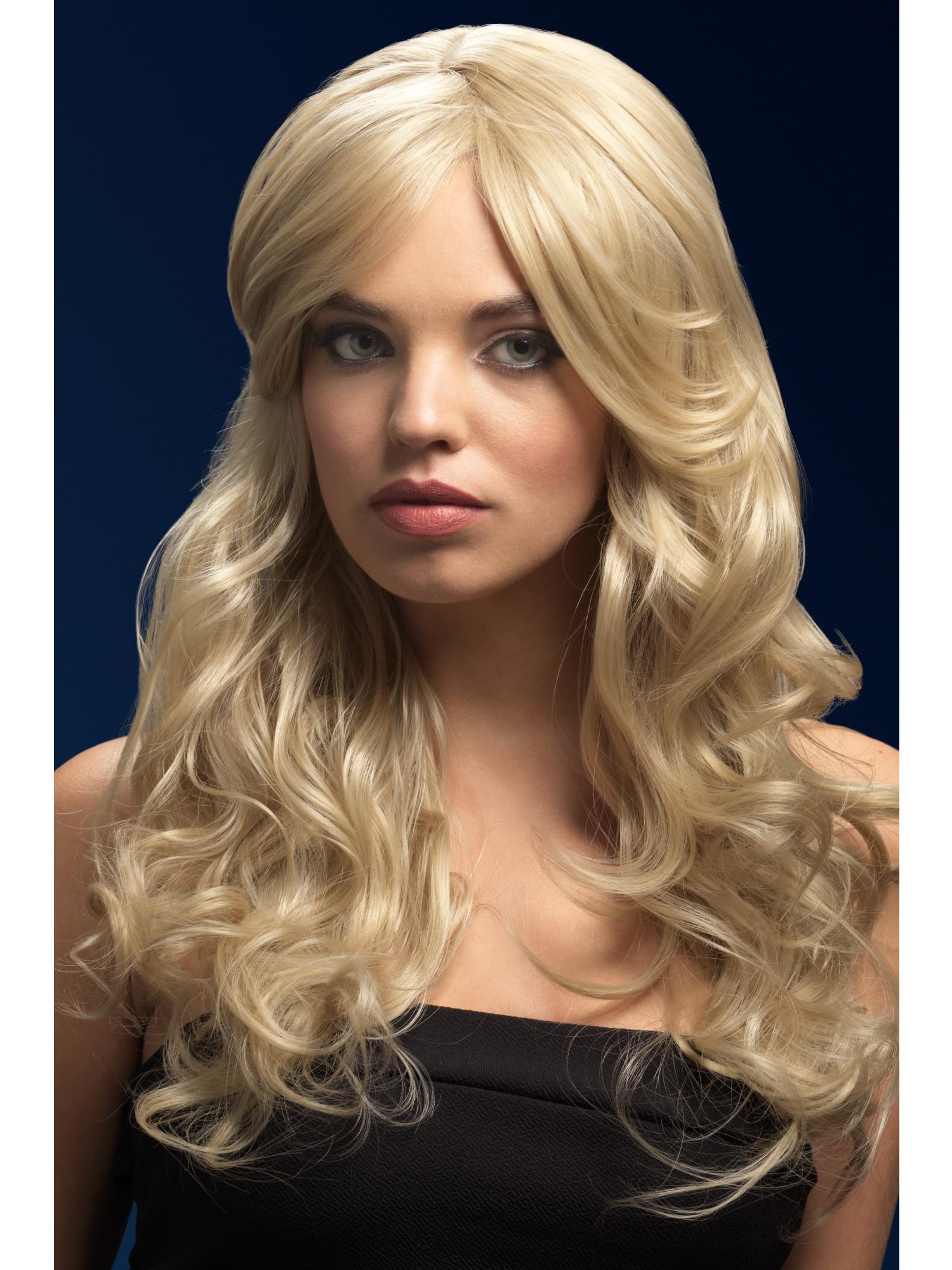 Smiffys Fever Nicole Wig, Silver Blonde, Soft Wave with Side Parting - 43534