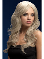 Smiffys Fever Nicole Wig, Silver Blonde, Soft Wave with Side Parting - 43534