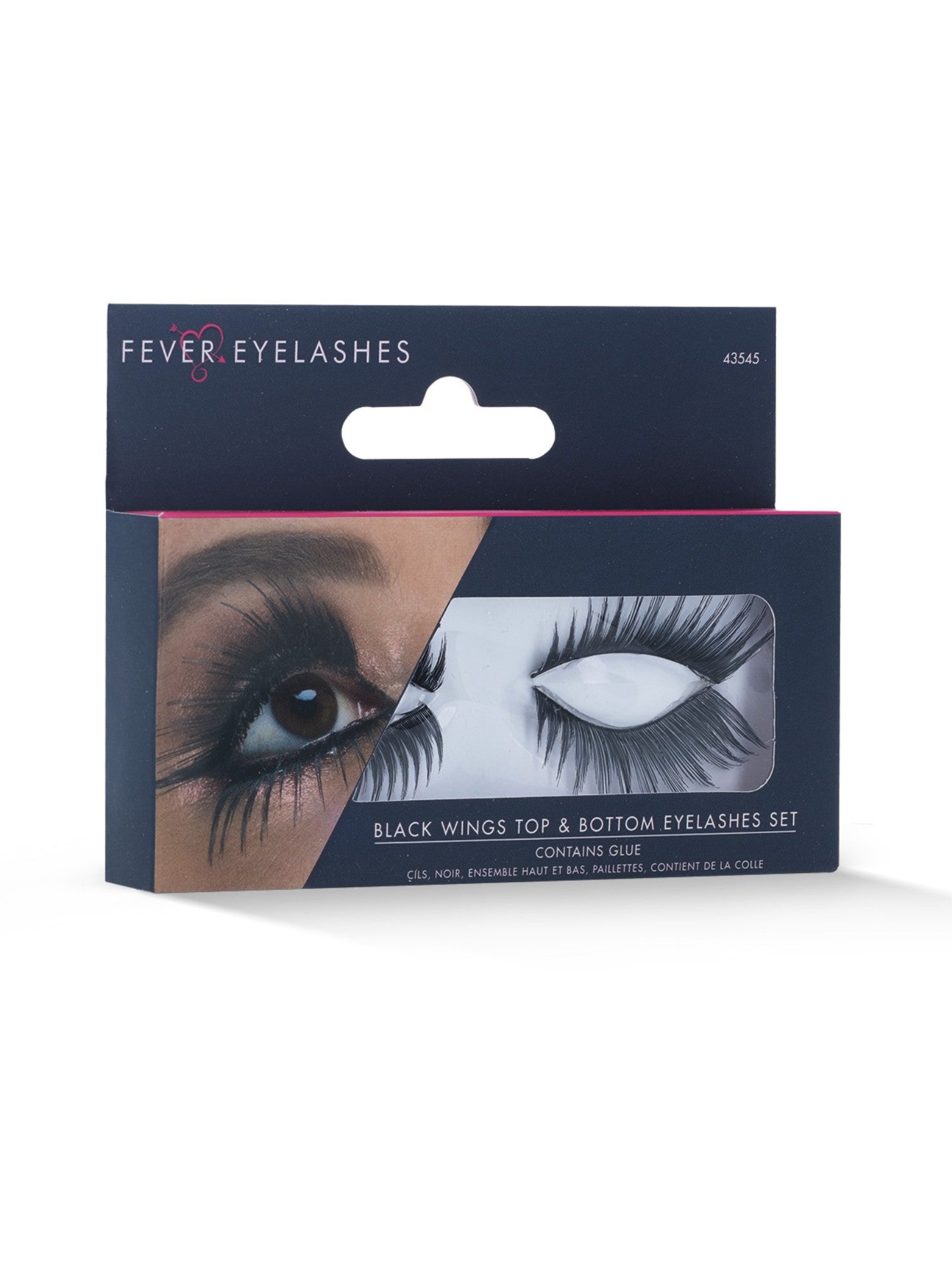 Eyelashes Top and Bottom Set with Wings, Black