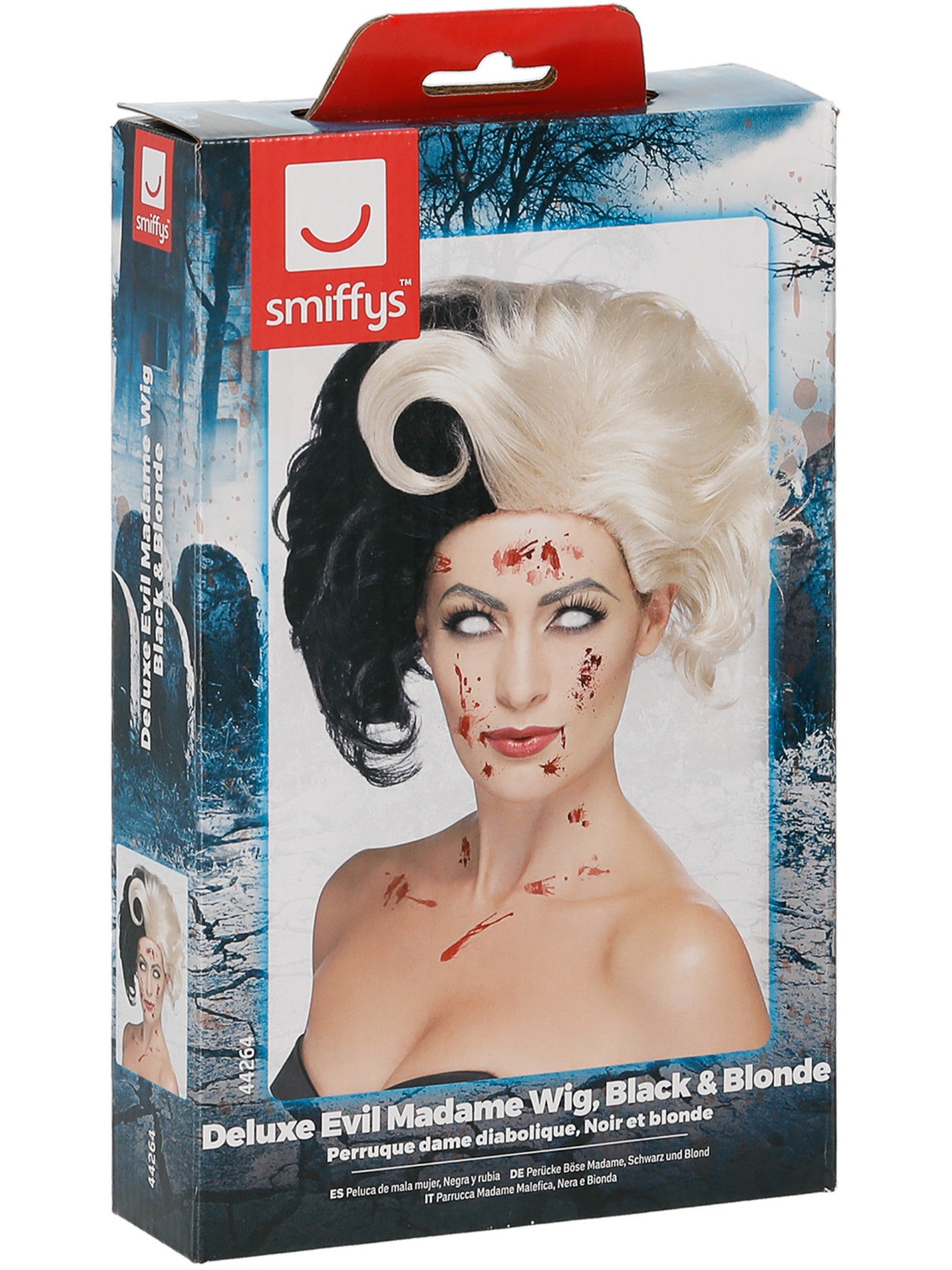 Smiffys Evil Madame Wig, Black & Blonde - 44264