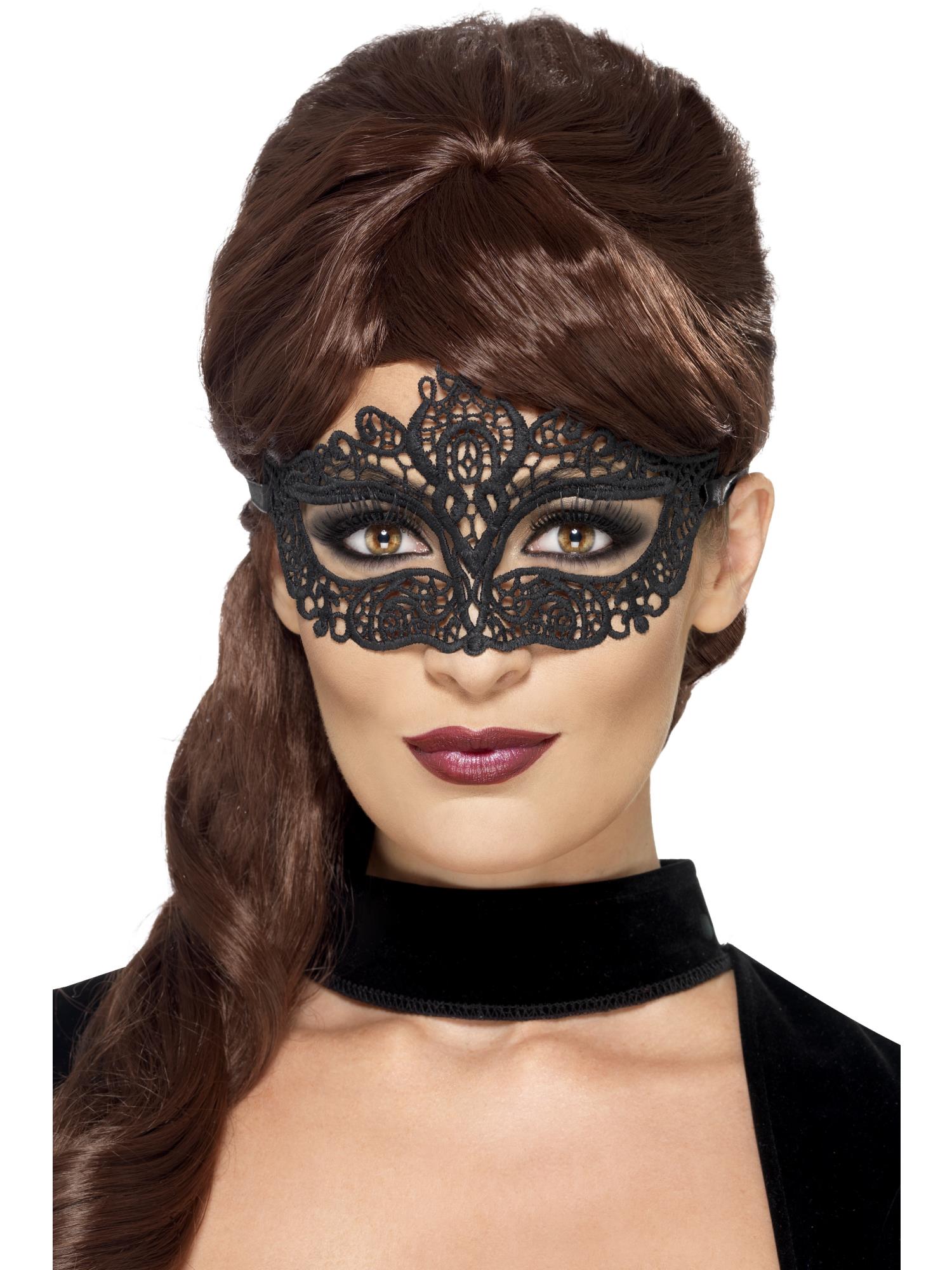 Embroidered Lace Filigree Eyemask, Black