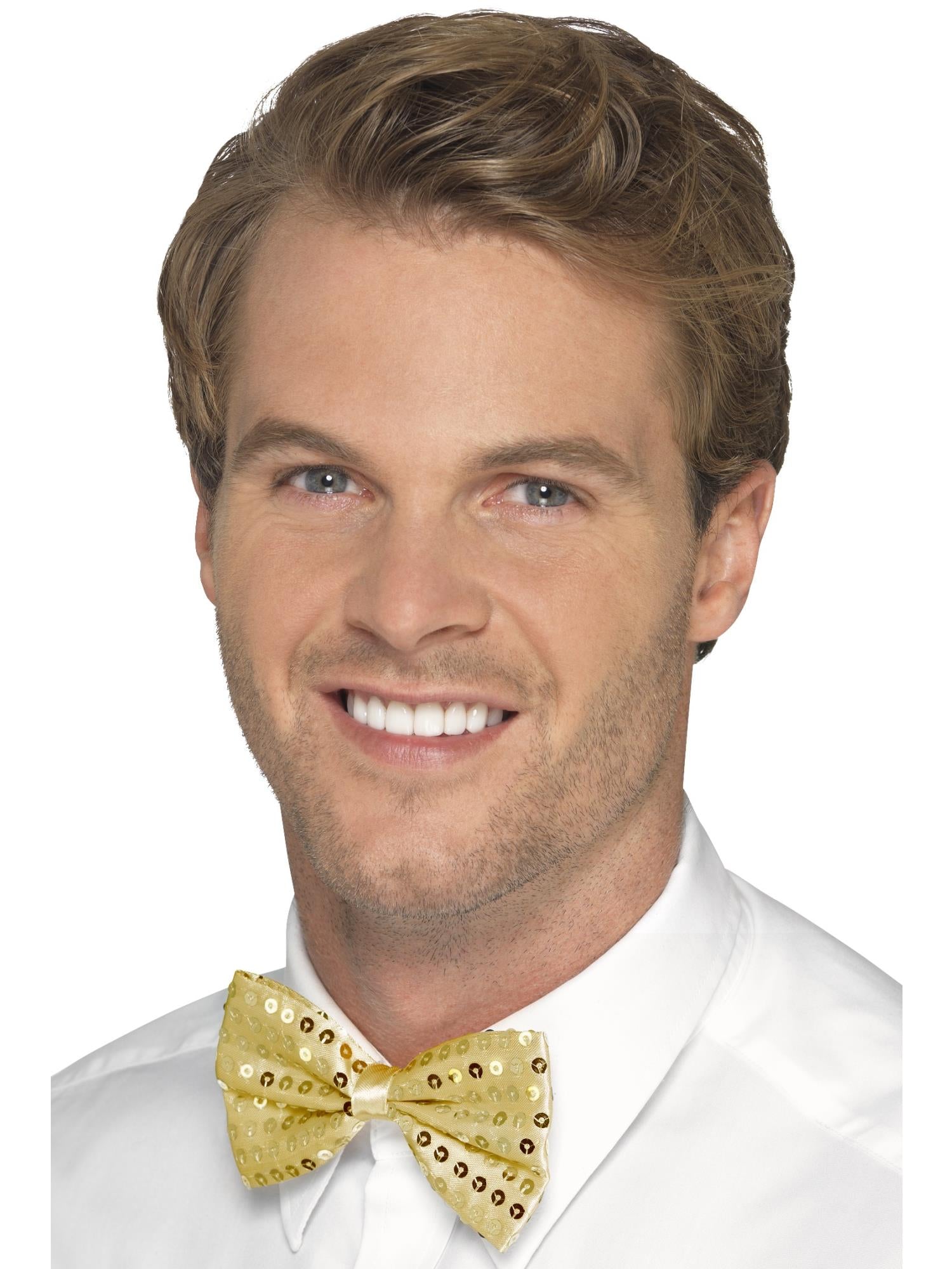 Sequin Bow Tie, Gold