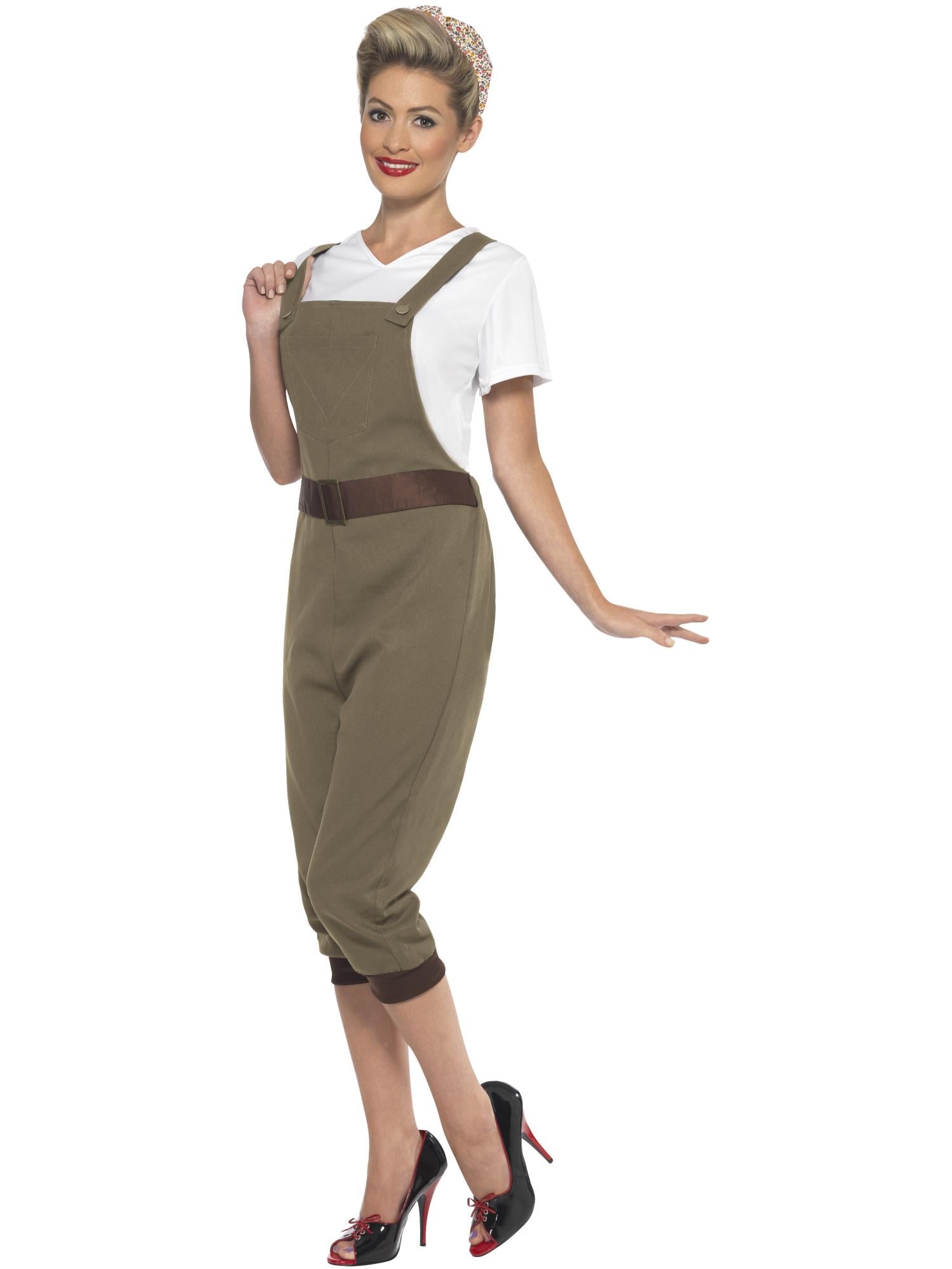 Smiffys WW2 Land Girl Costume, Khaki - 44438
