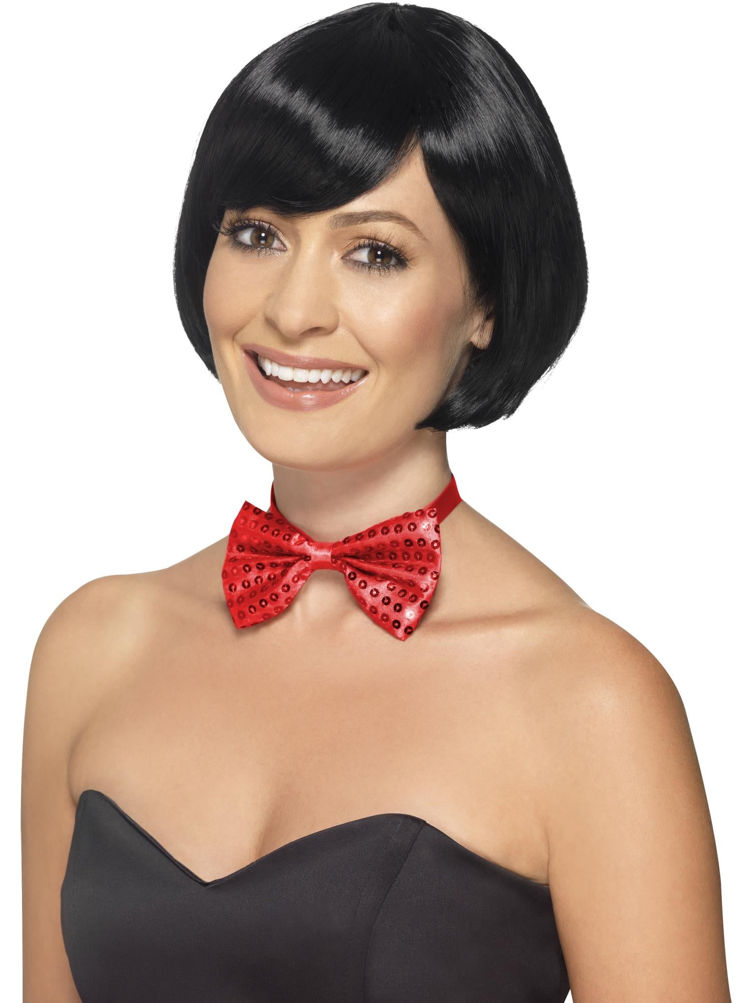 Sequin Bow Tie, Red