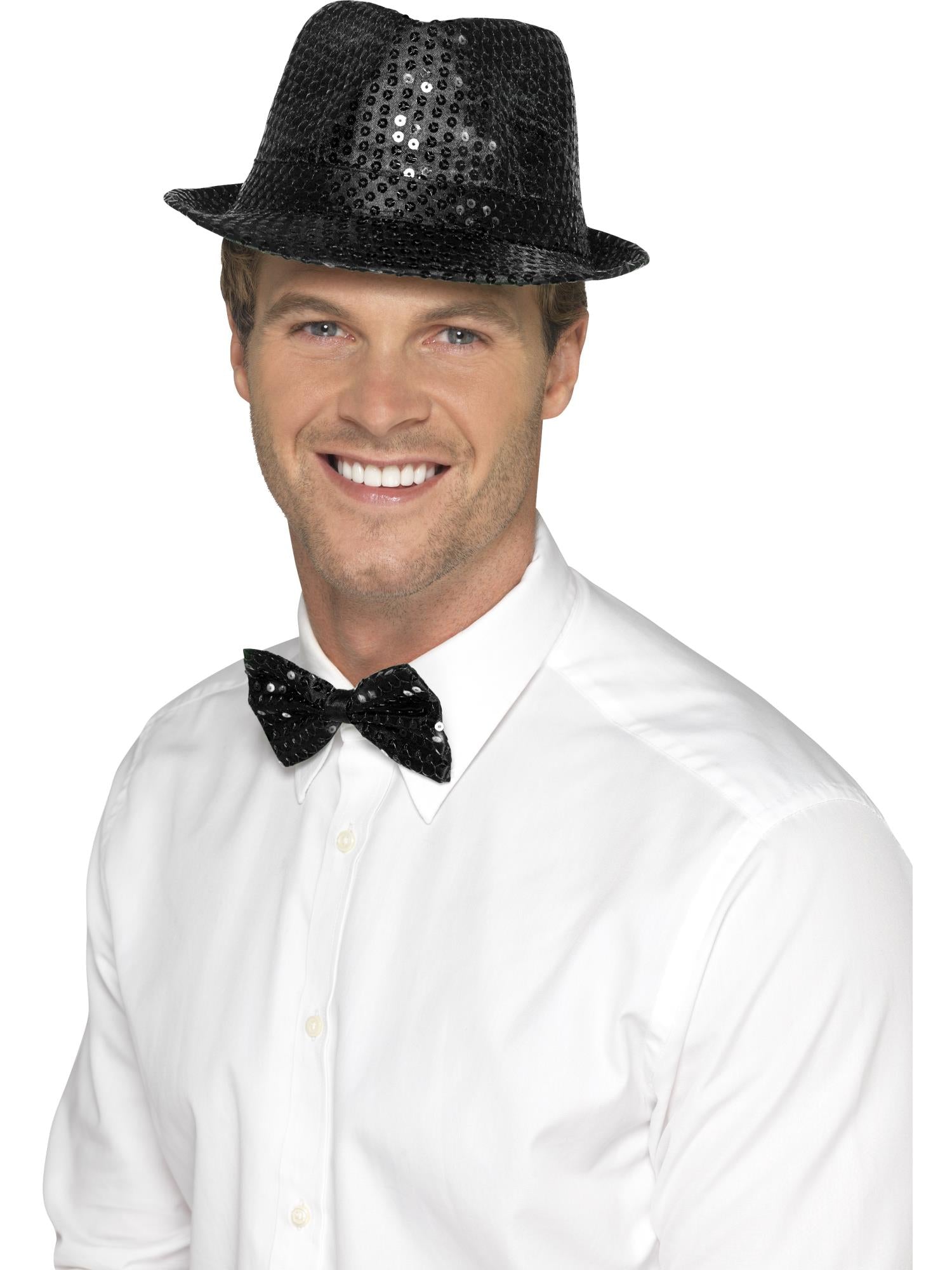 Sequin Trilby Hat, Black