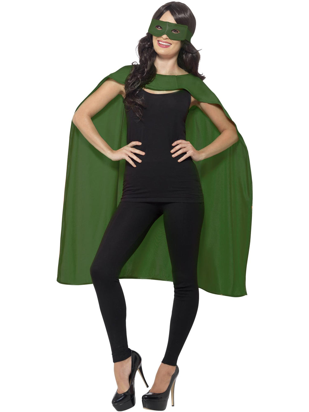 Smiffys Cape, Green, with Eyemask - 44949