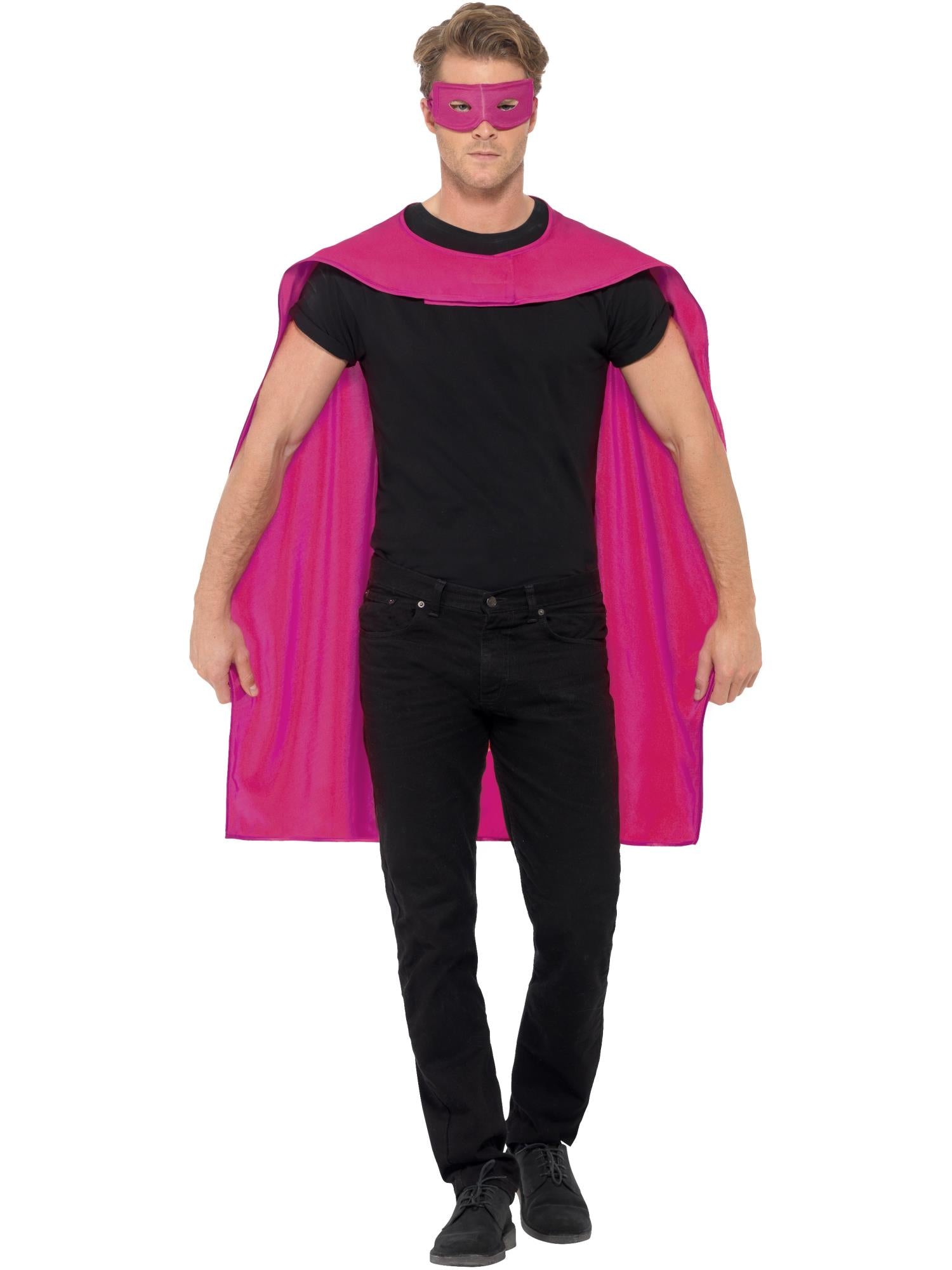 Smiffys Cape, Pink, with Eyemask - 44950